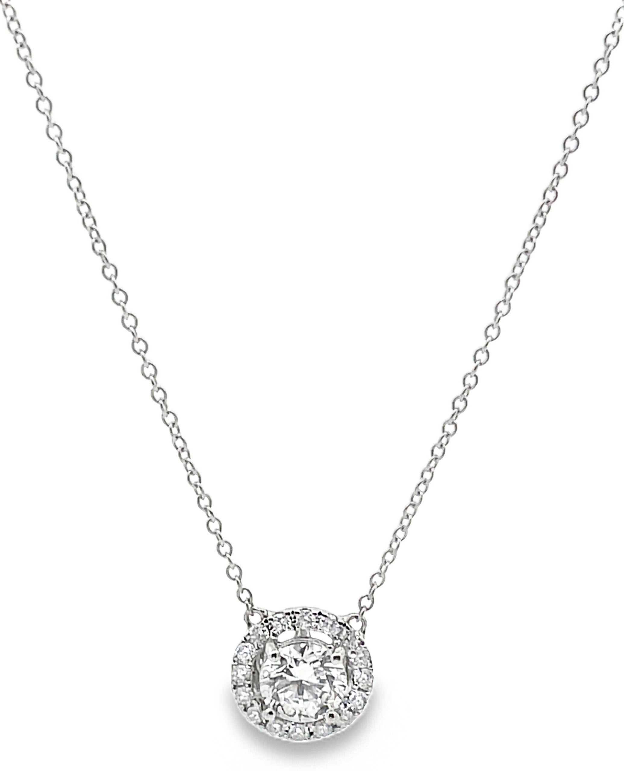 14K White Gold Lab Grown Diamond Pendant Necklace