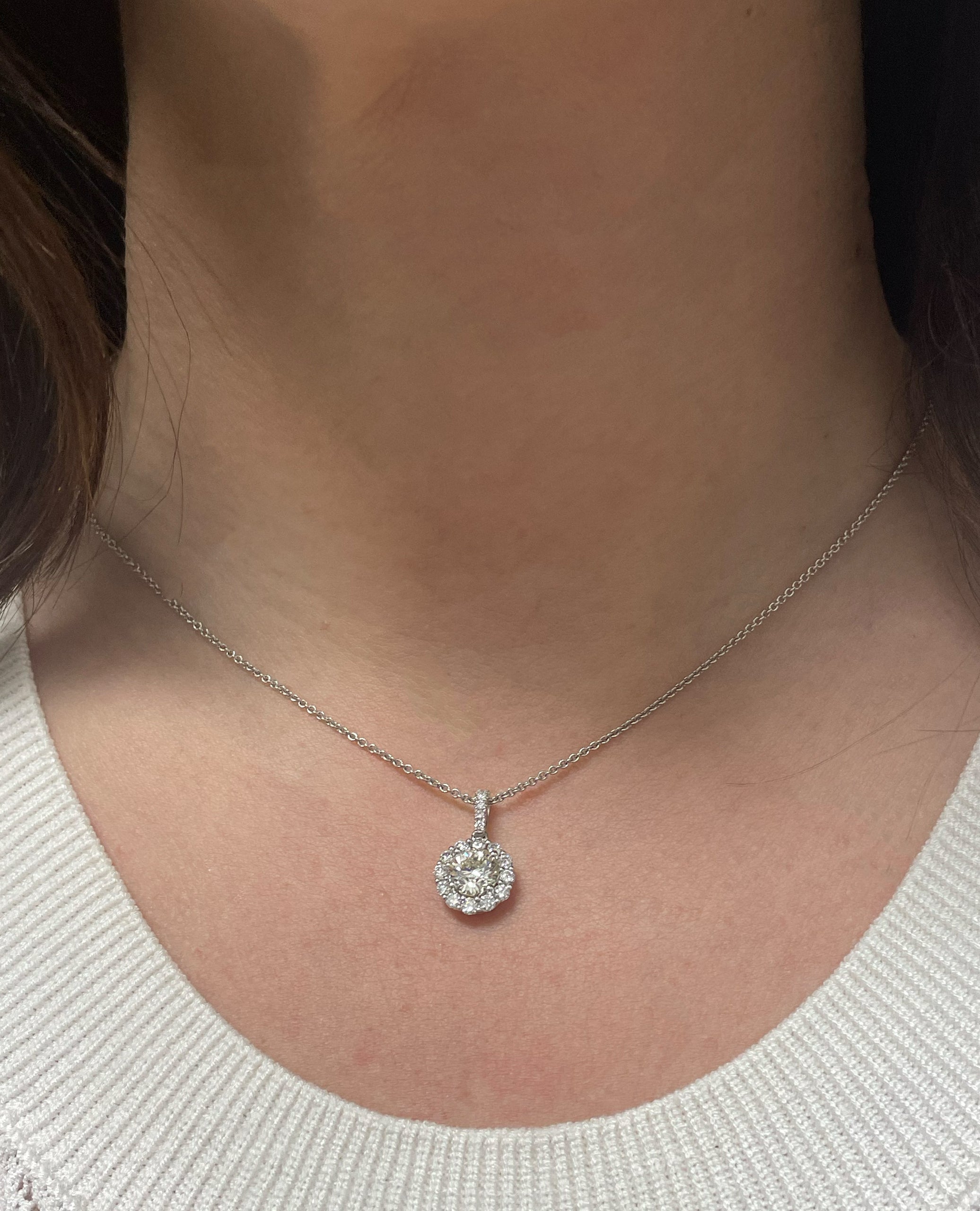 14K White Gold Lab Grown Diamond Pendant Necklace
