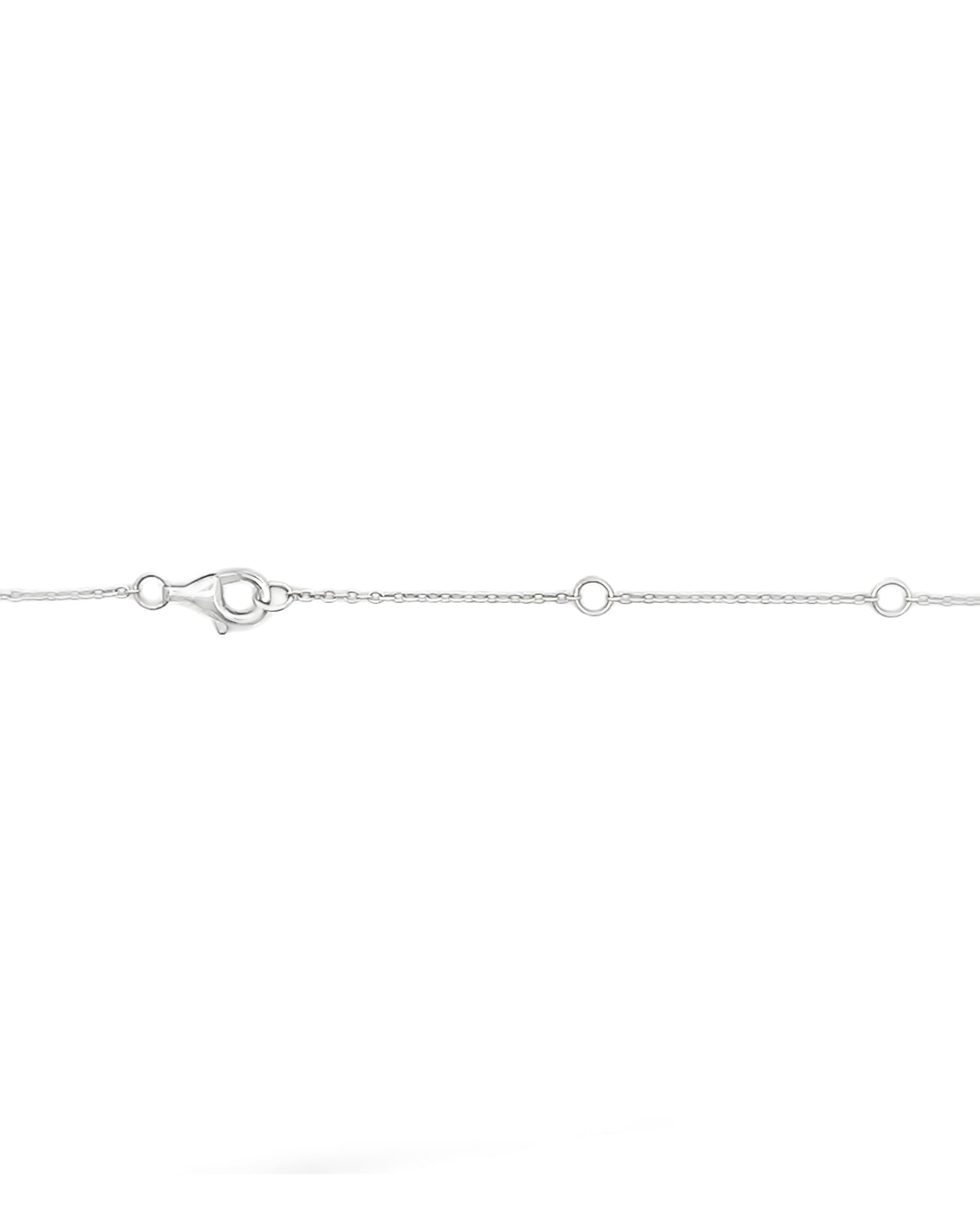 1.95 Ct Sapphire Set in 18K White Gold Pendant Necklace with Adjustable Length 16, 17, 18 Inches