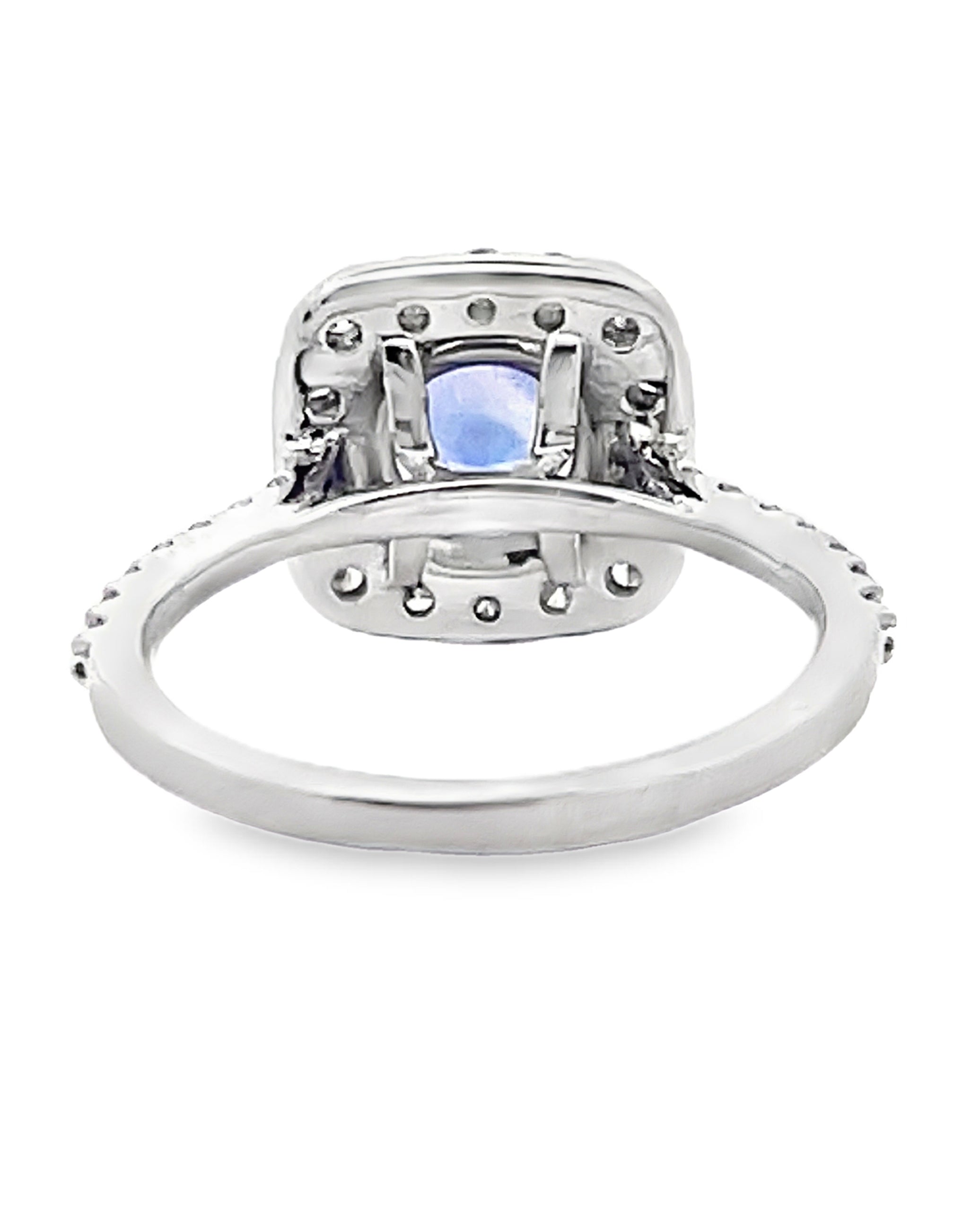 Ritani 1RZ1321 French Set Halo Engagement Ring with Center Blue Sapphire