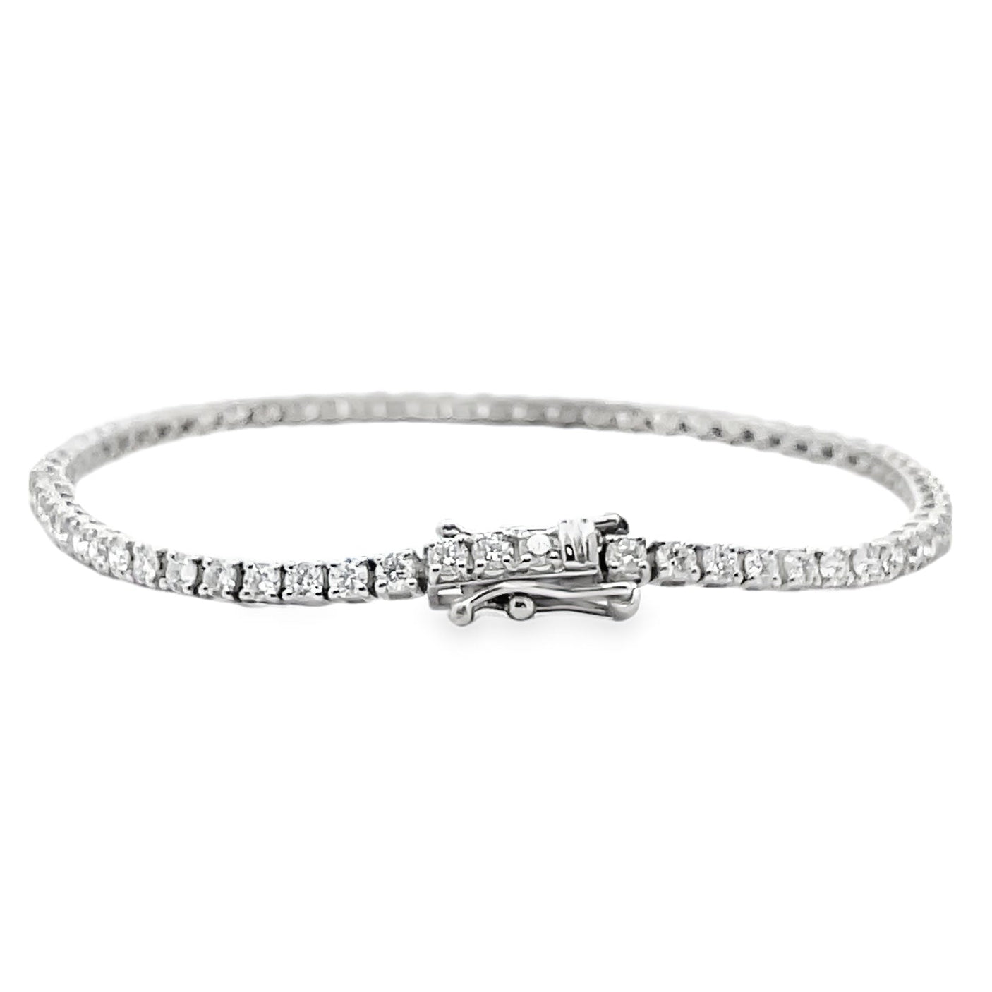 14K White Gold Tennis Bracelet 3.03 Carat Round Diamonds