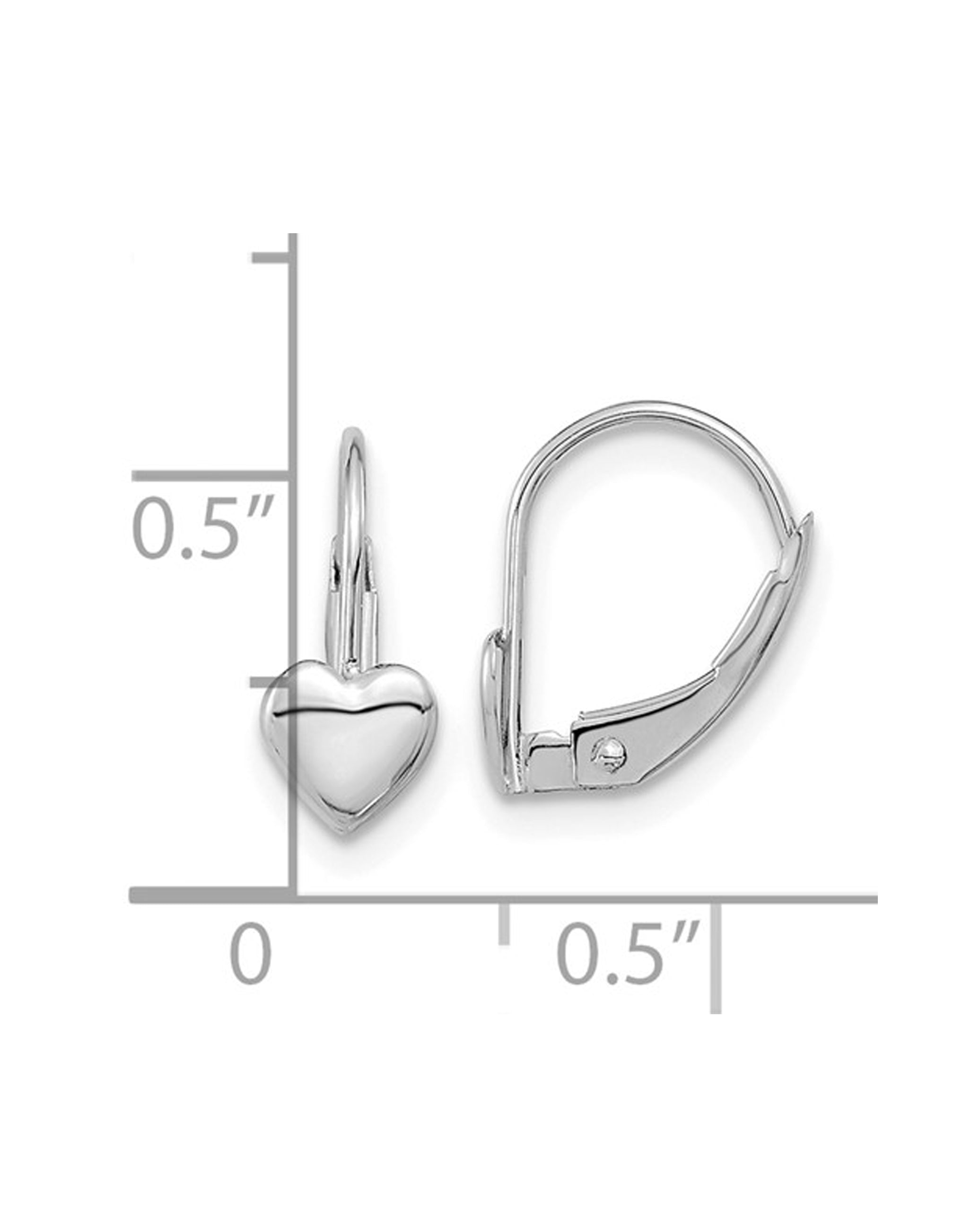 14K White Gold Heart Earrings