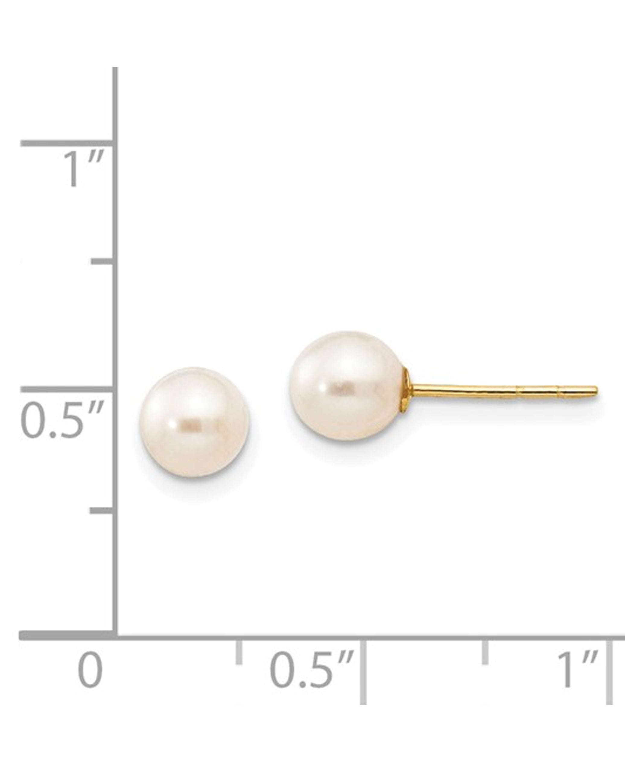 14K Yellow Gold Pearl Studs - 5-6mm with Pushbacks