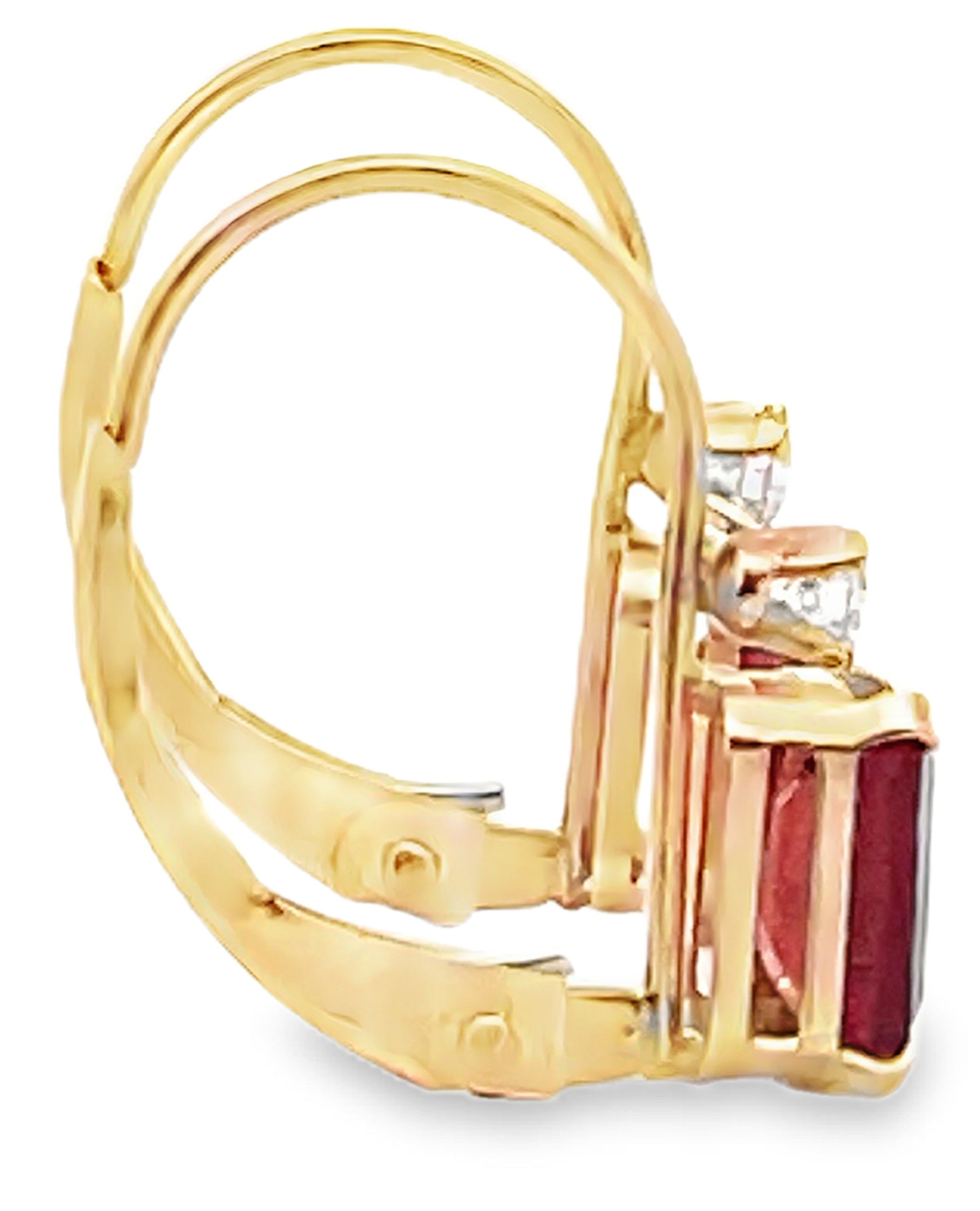 14K Yellow Gold Garnet & Diamond Drop Earrings