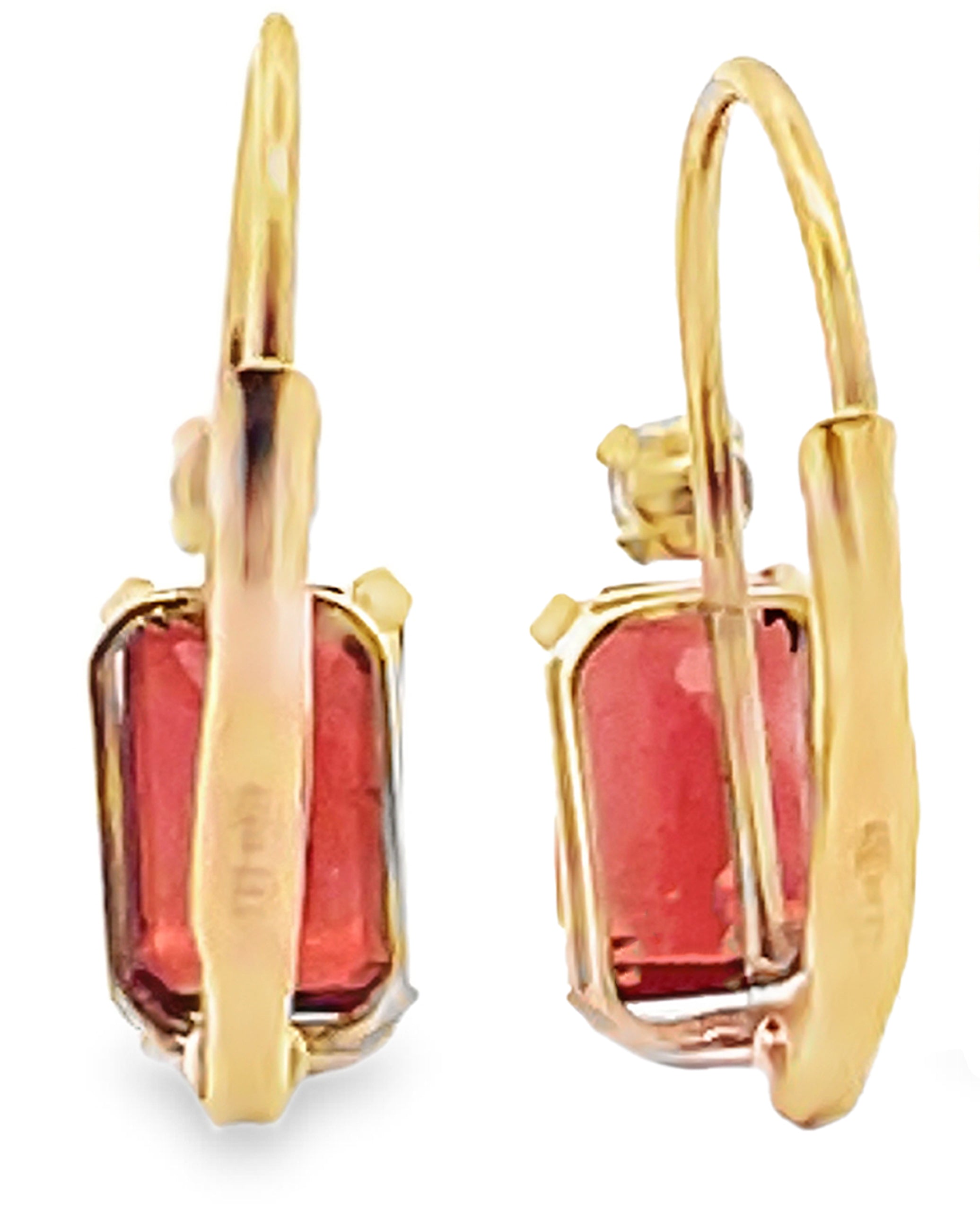 14K Yellow Gold Garnet & Diamond Drop Earrings
