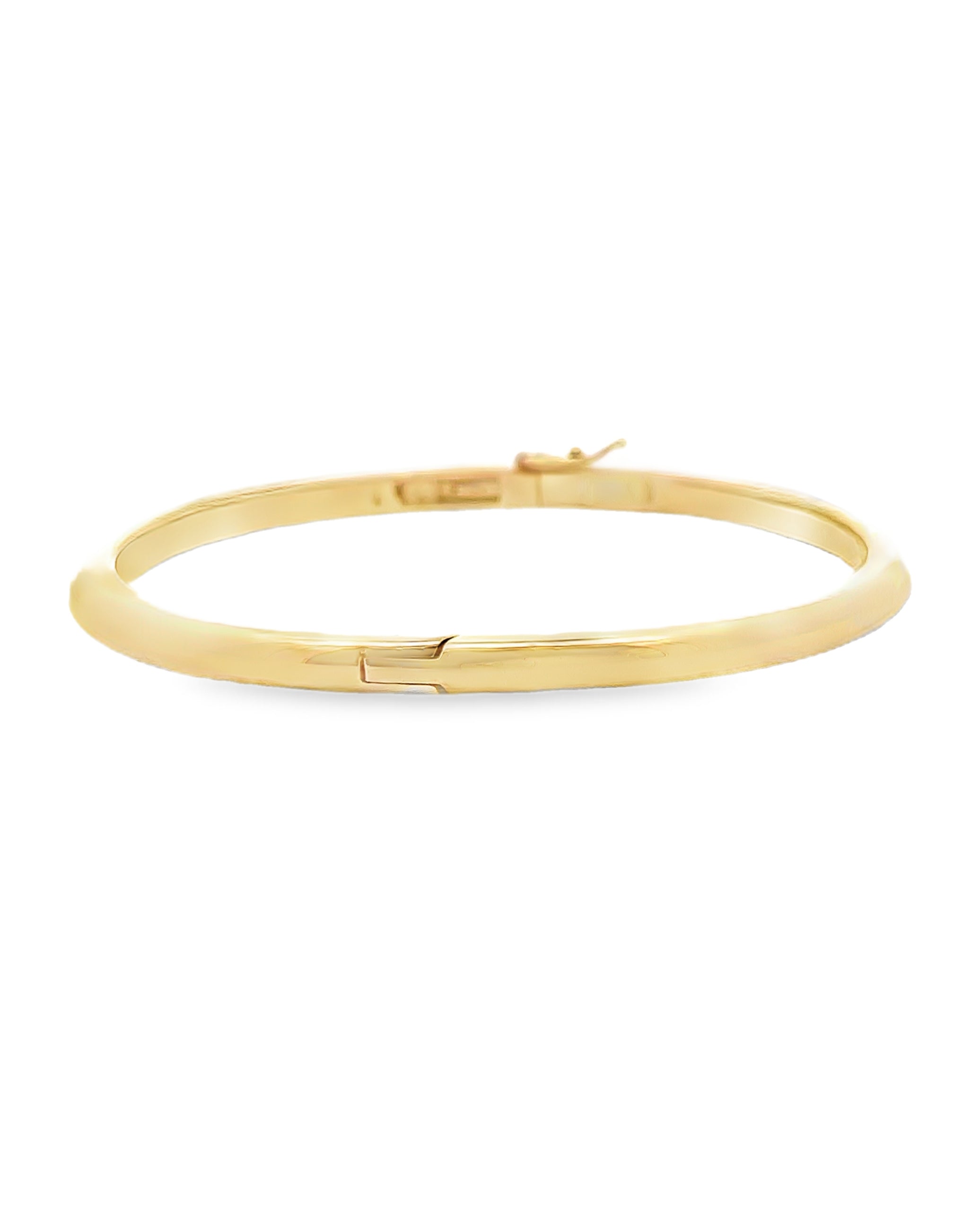 14K Yellow Gold Solid Hinged Bangle Bracelet 3.6mm