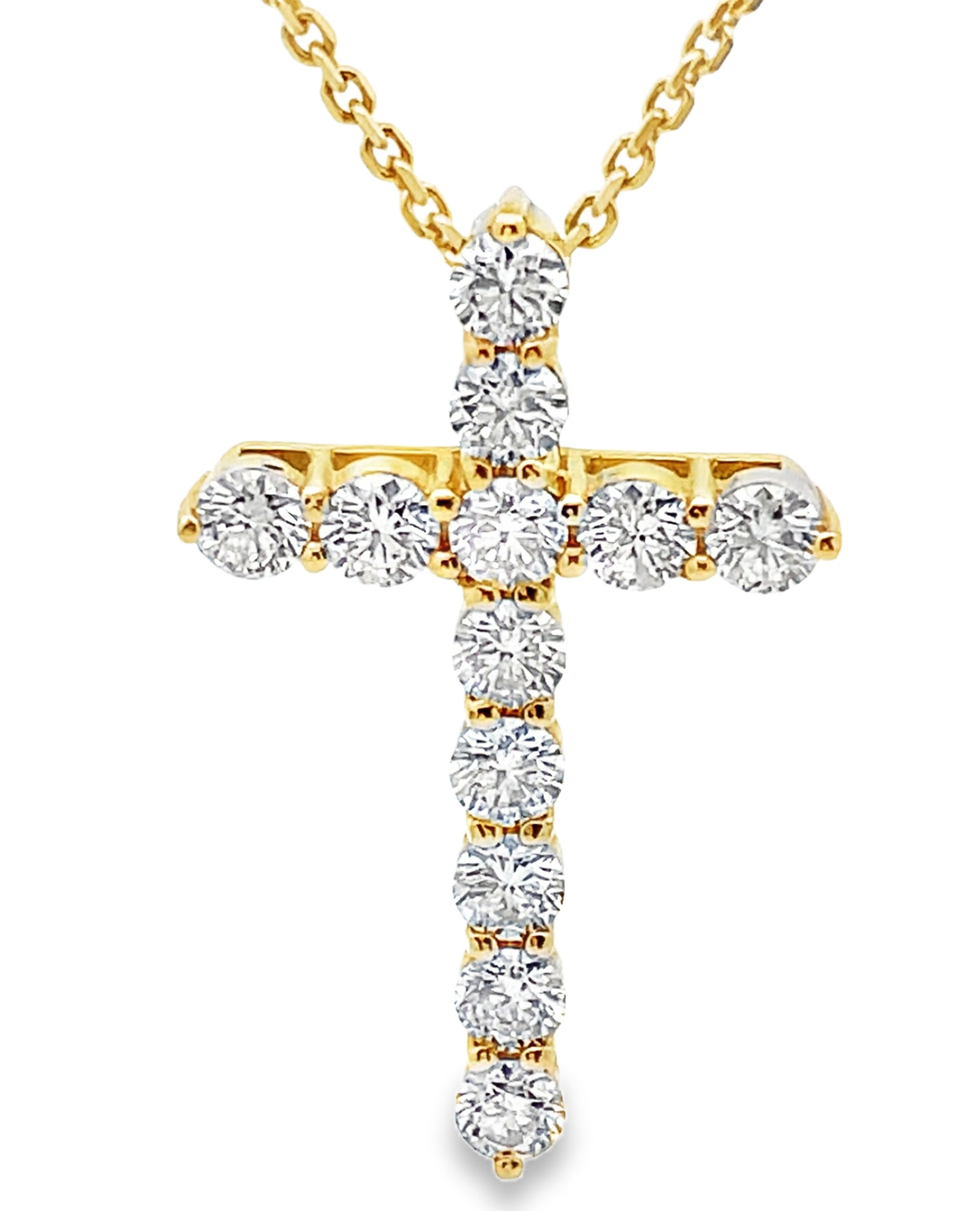 14K Yellow Gold 2.02 Carat Diamond Cross