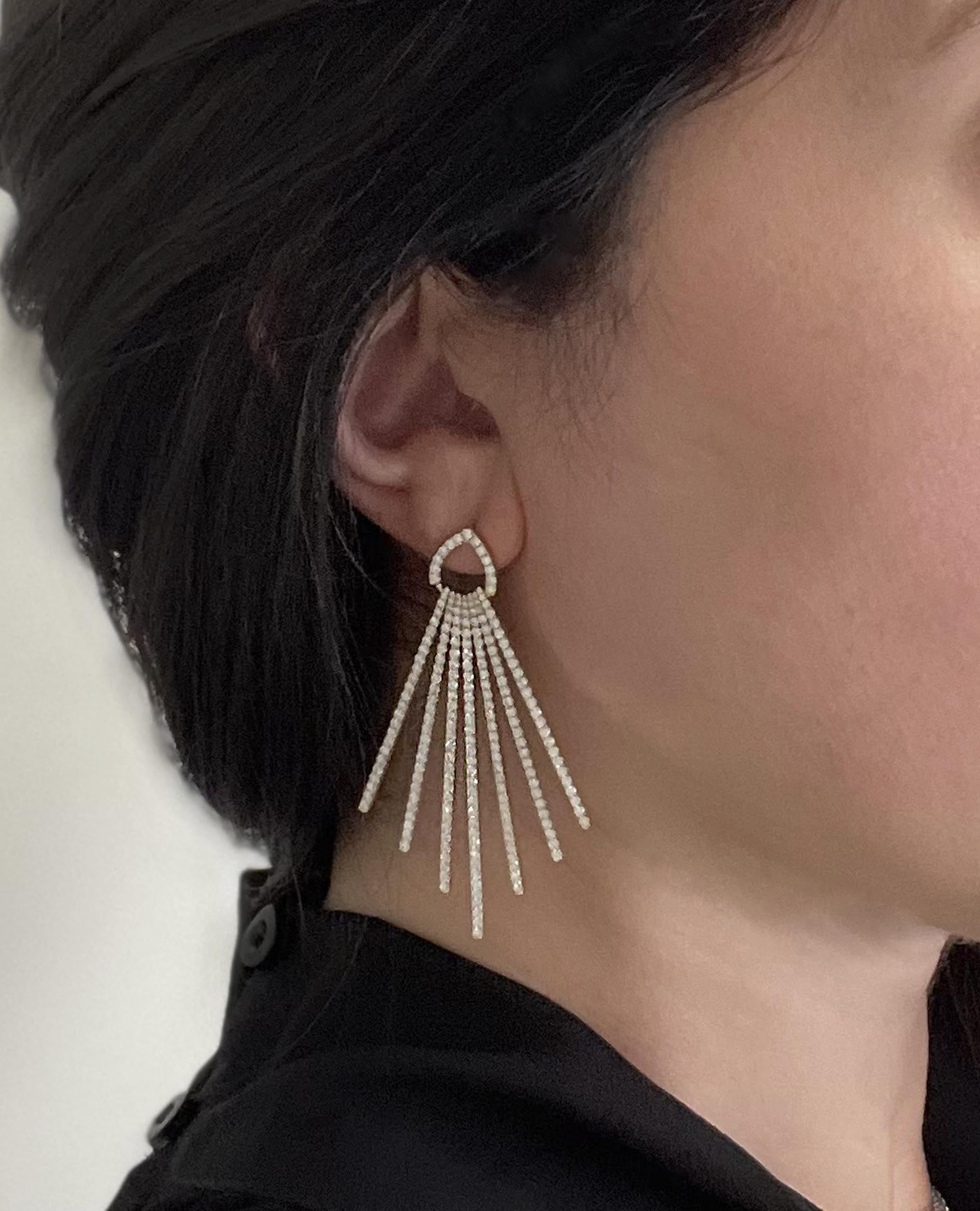 18K Yellow Gold Dramatic "Fan" Earrings