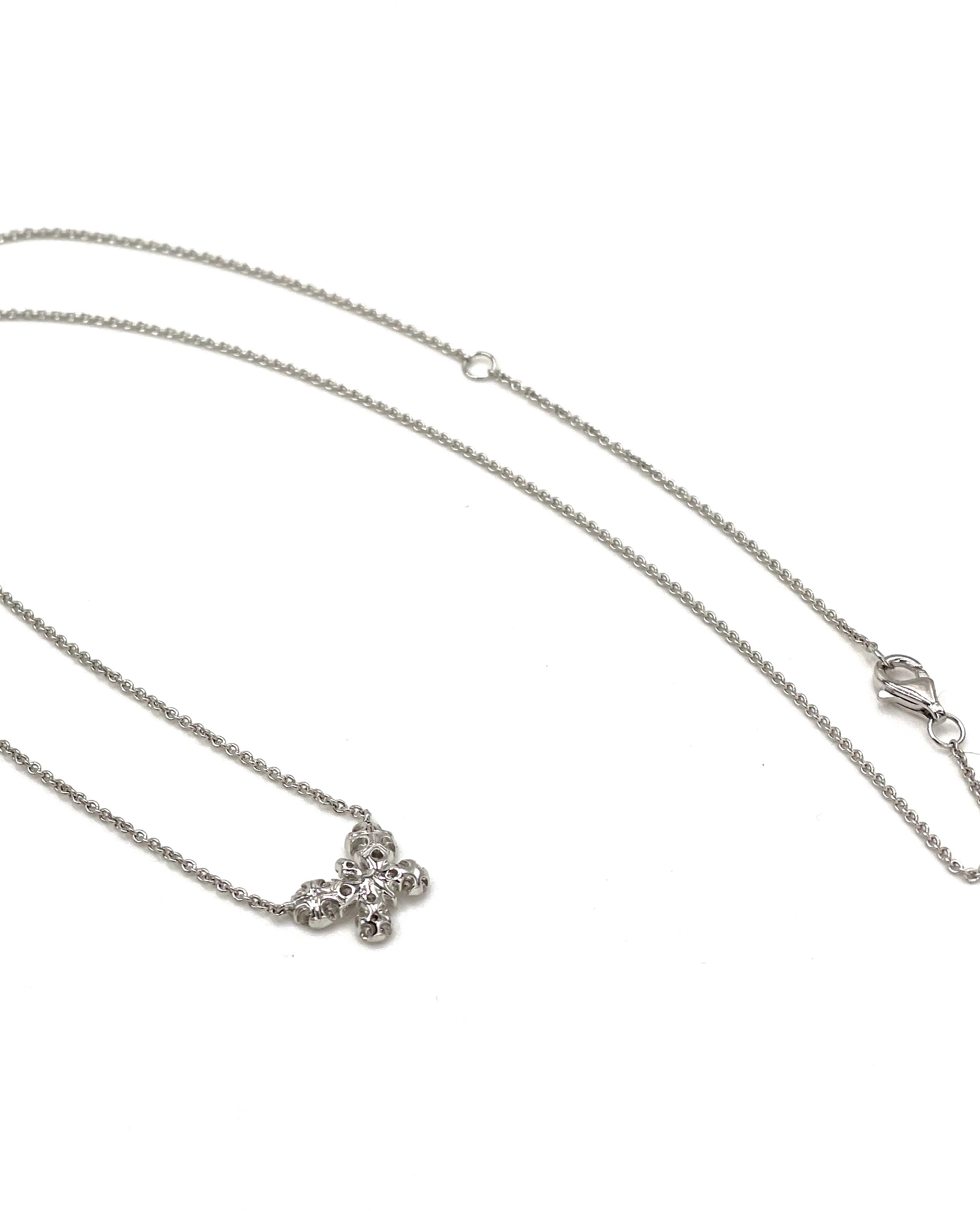 Petite Butterfly Diamond Pendant Necklace in 18K White Gold, Adjustable Length