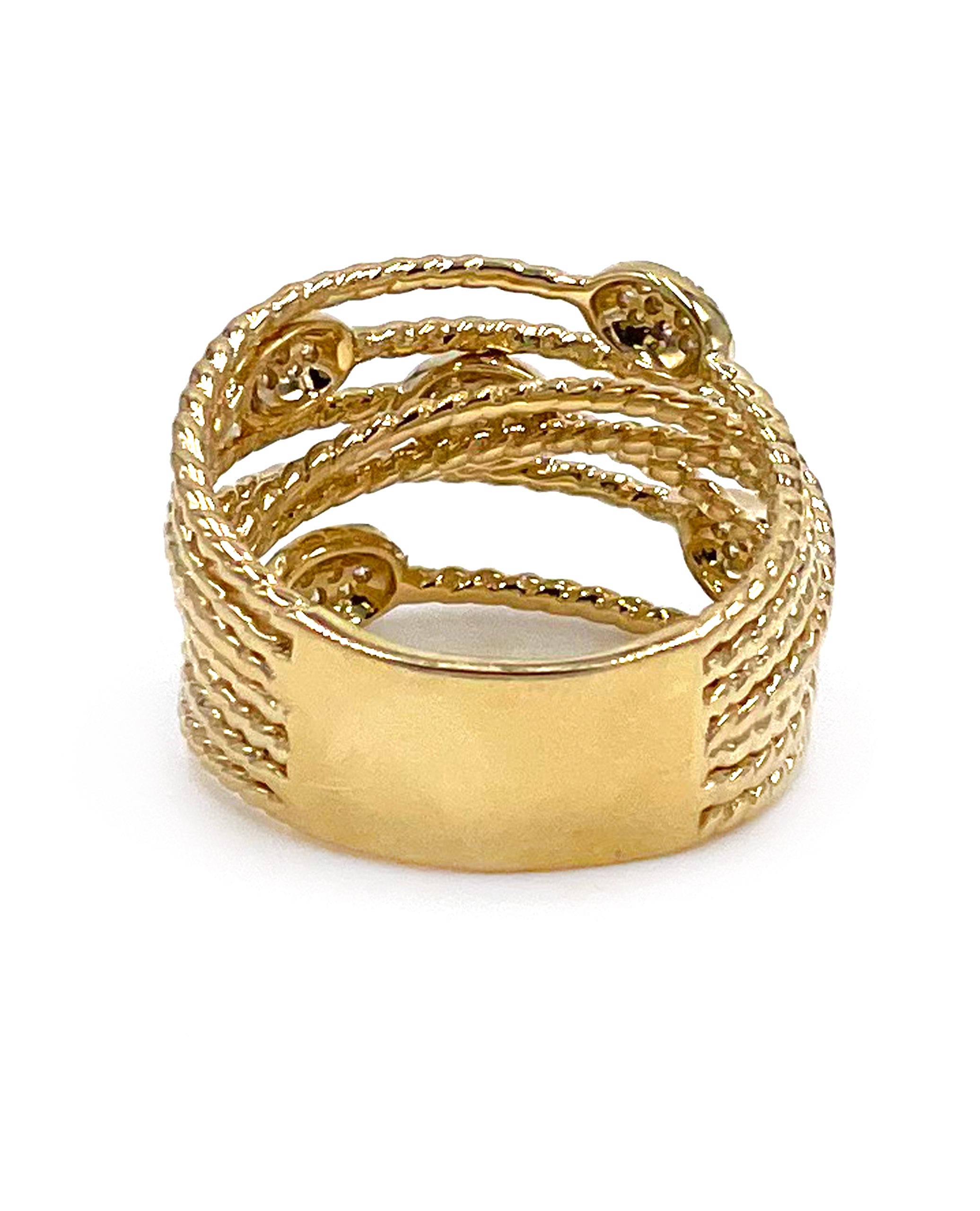 18K Yellow Gold Woven Diamond Ring