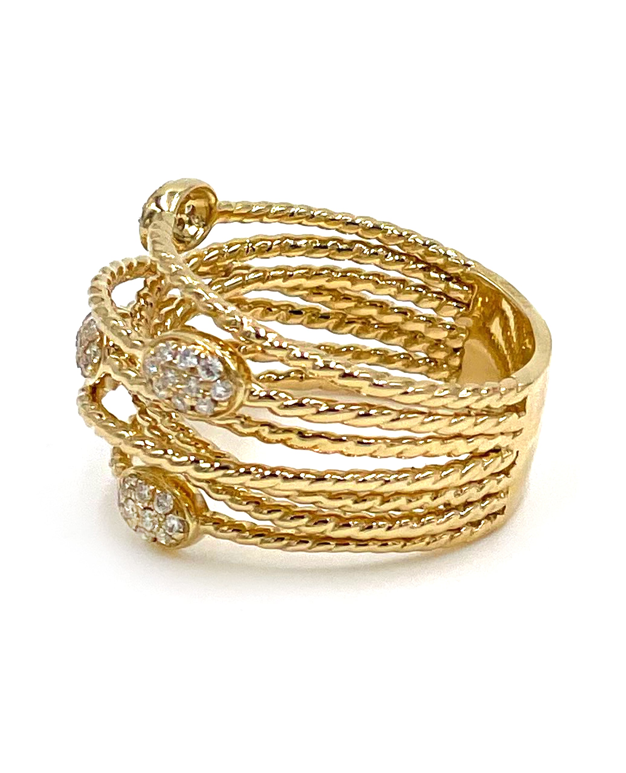 18K Yellow Gold Woven Diamond Ring