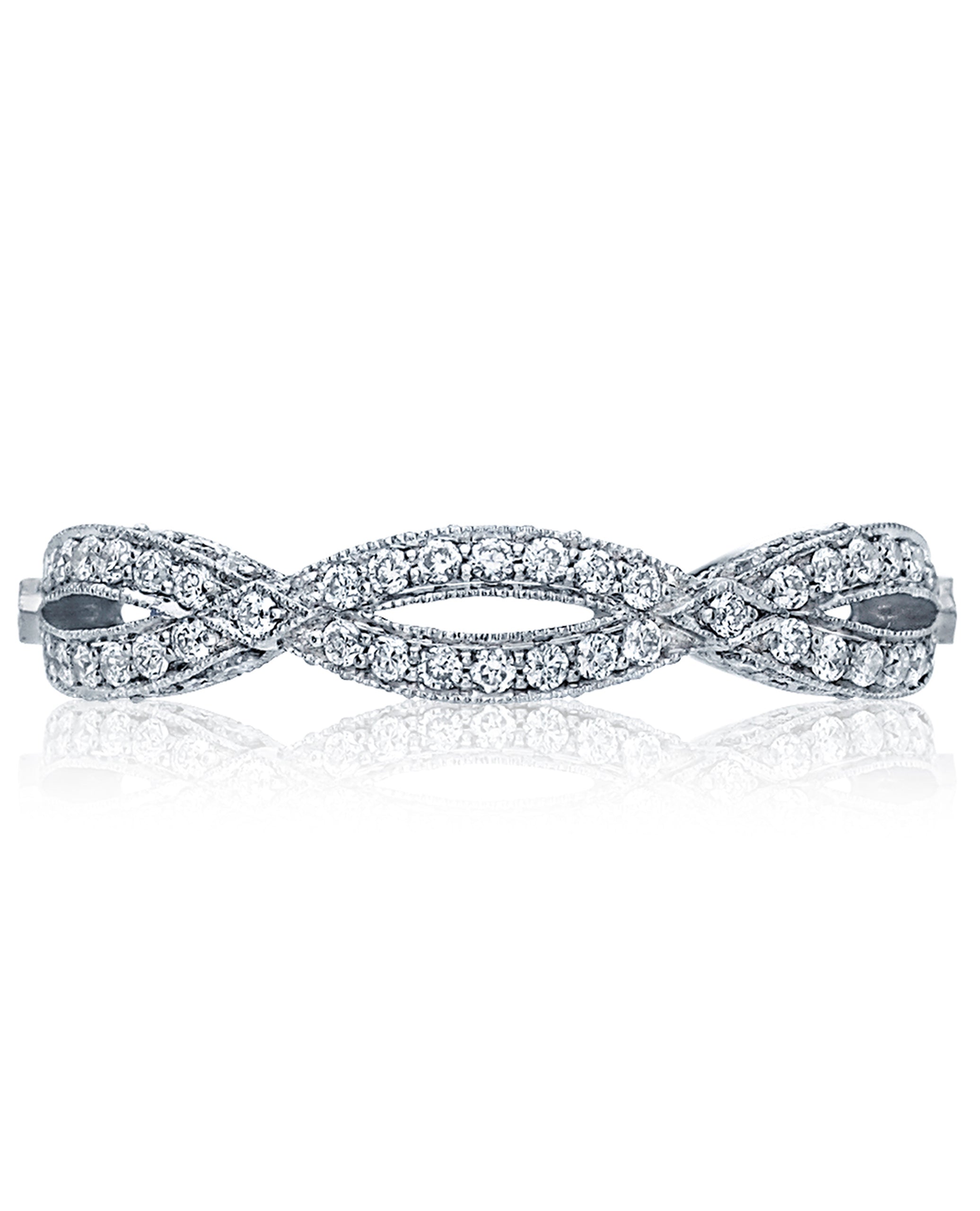 Tacori HT2528 18K White Gold "Ribbon" Eternity Band, Diamonds 0.61 Carats