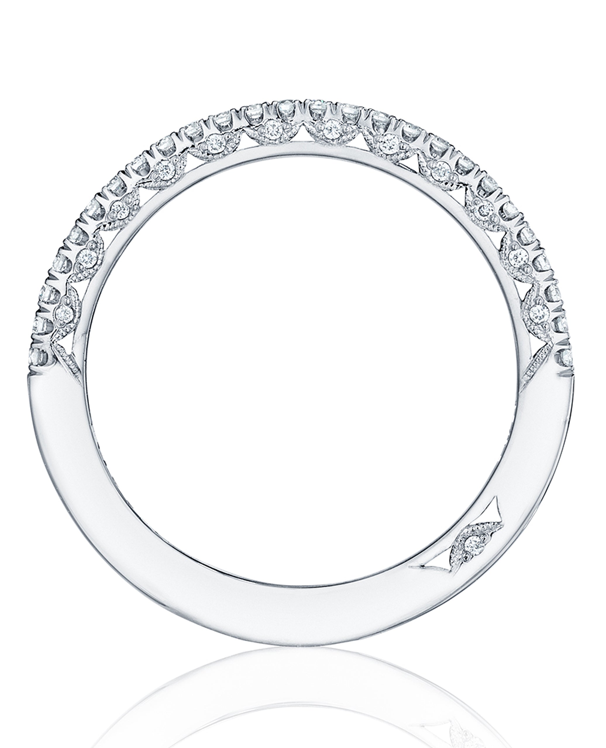 Tacori HT2545 with Half Way Diamonds 0.24 Carats Petite Crescent 18K White Gold Ring