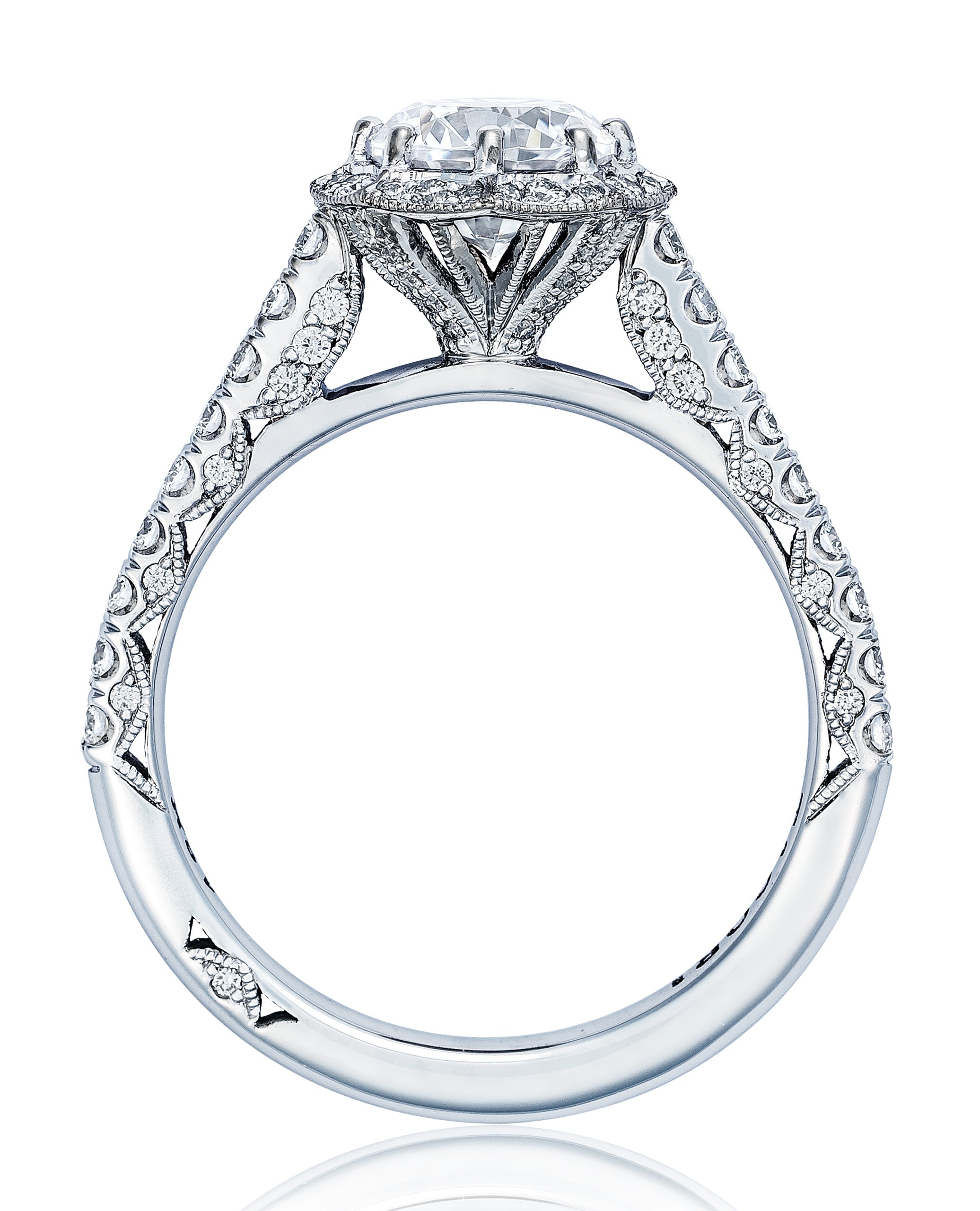 Tacori HT2555 Round 6.5W Petite Crescent 18K White Gold Engagement Ring