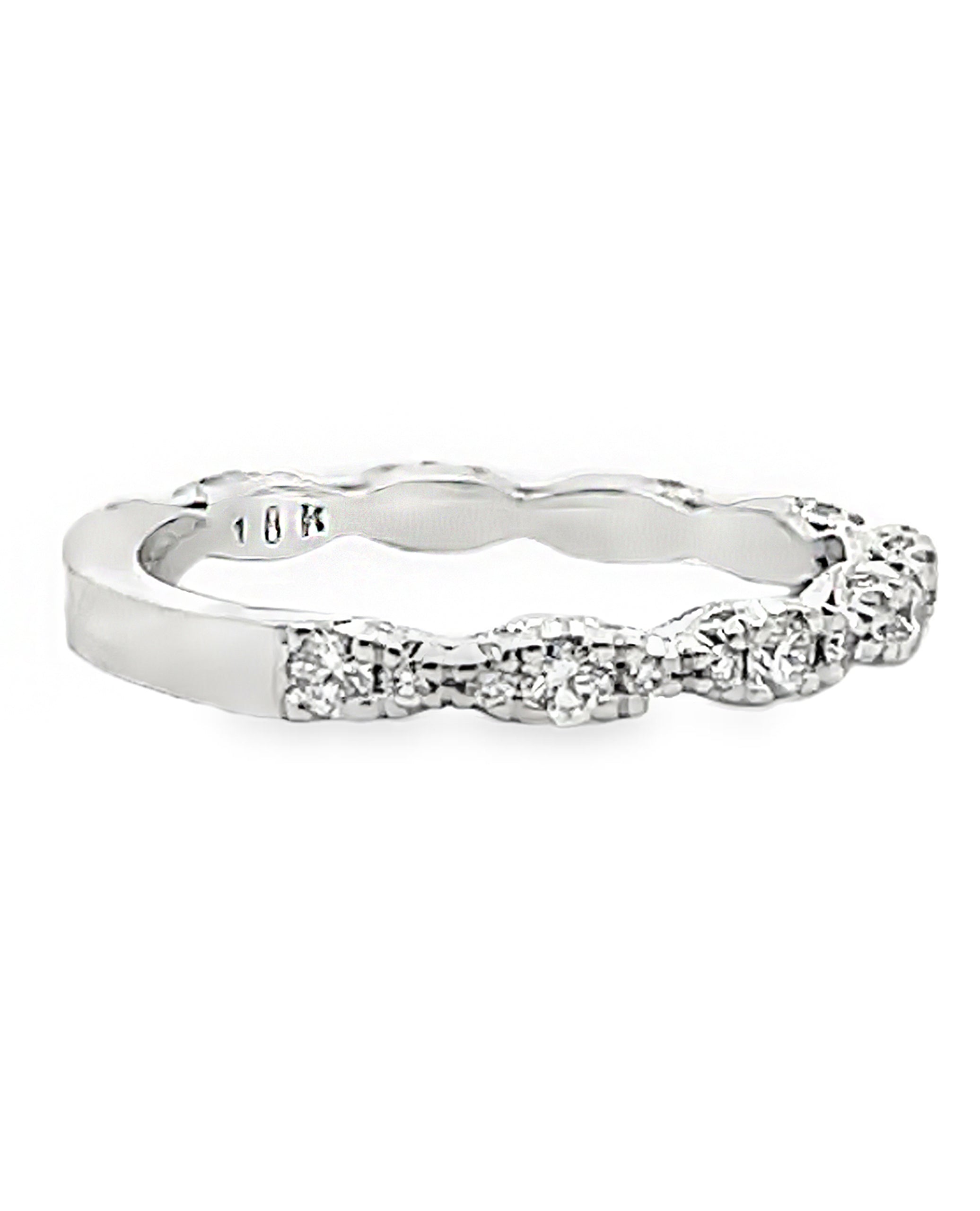 Tacori HT2558 B3/4W 18K White Gold Petite Crescent Wedding Band with Diamonds 0.56 Carats