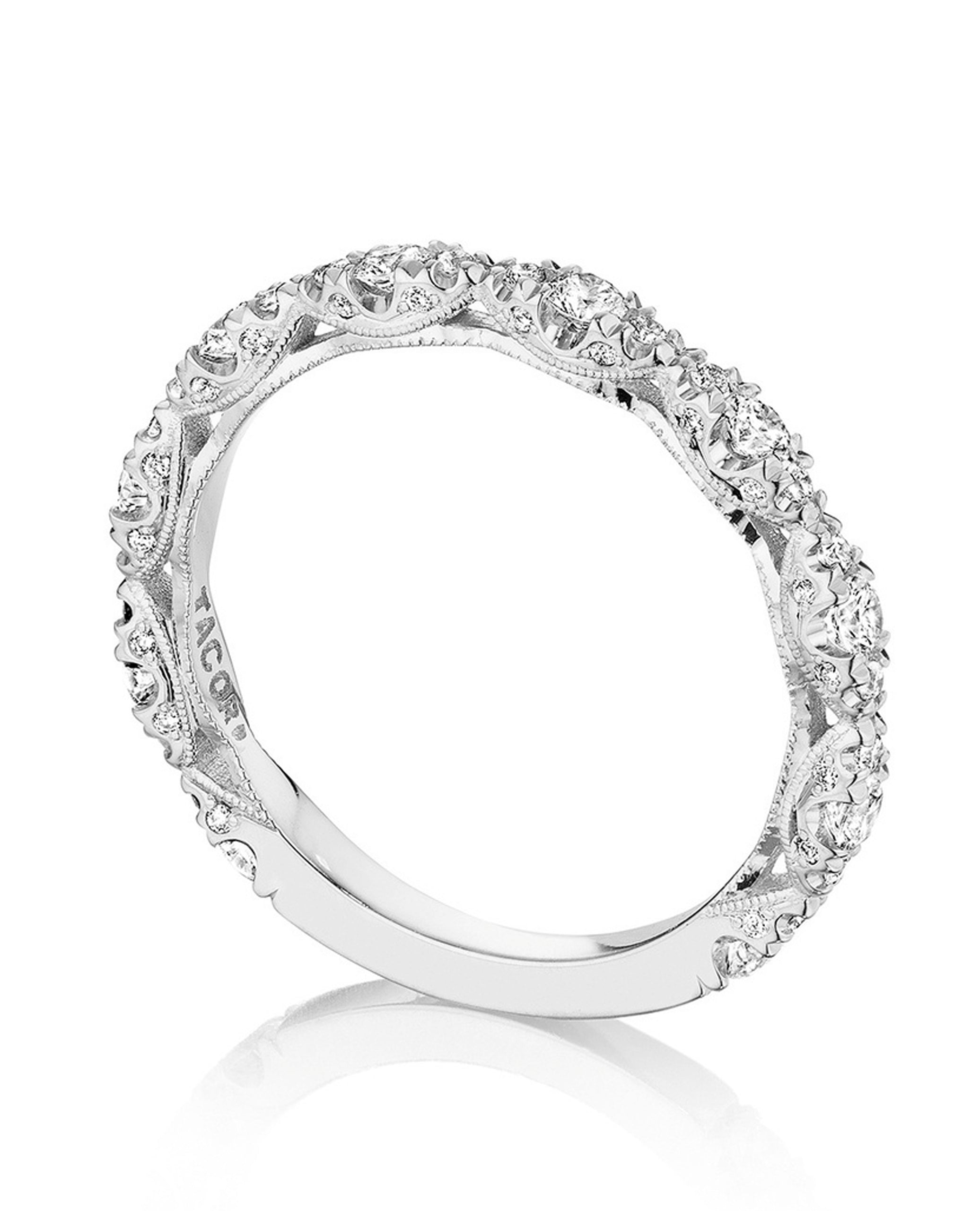 Tacori HT2558 B3/4W 18K White Gold Petite Crescent Wedding Band