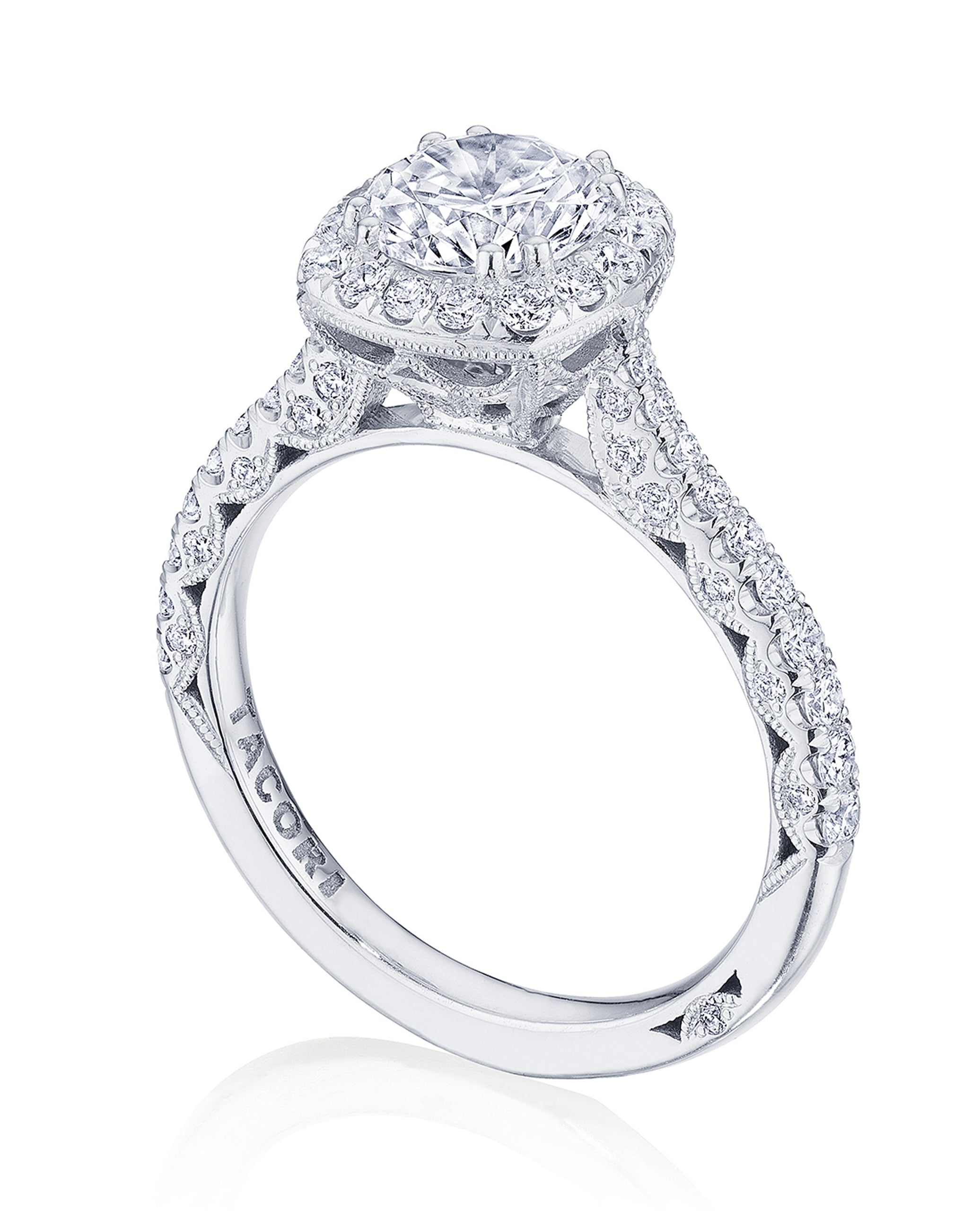 Tacori HT2571 CU 7.5 Petite Crescent Platinum Engagement Ring