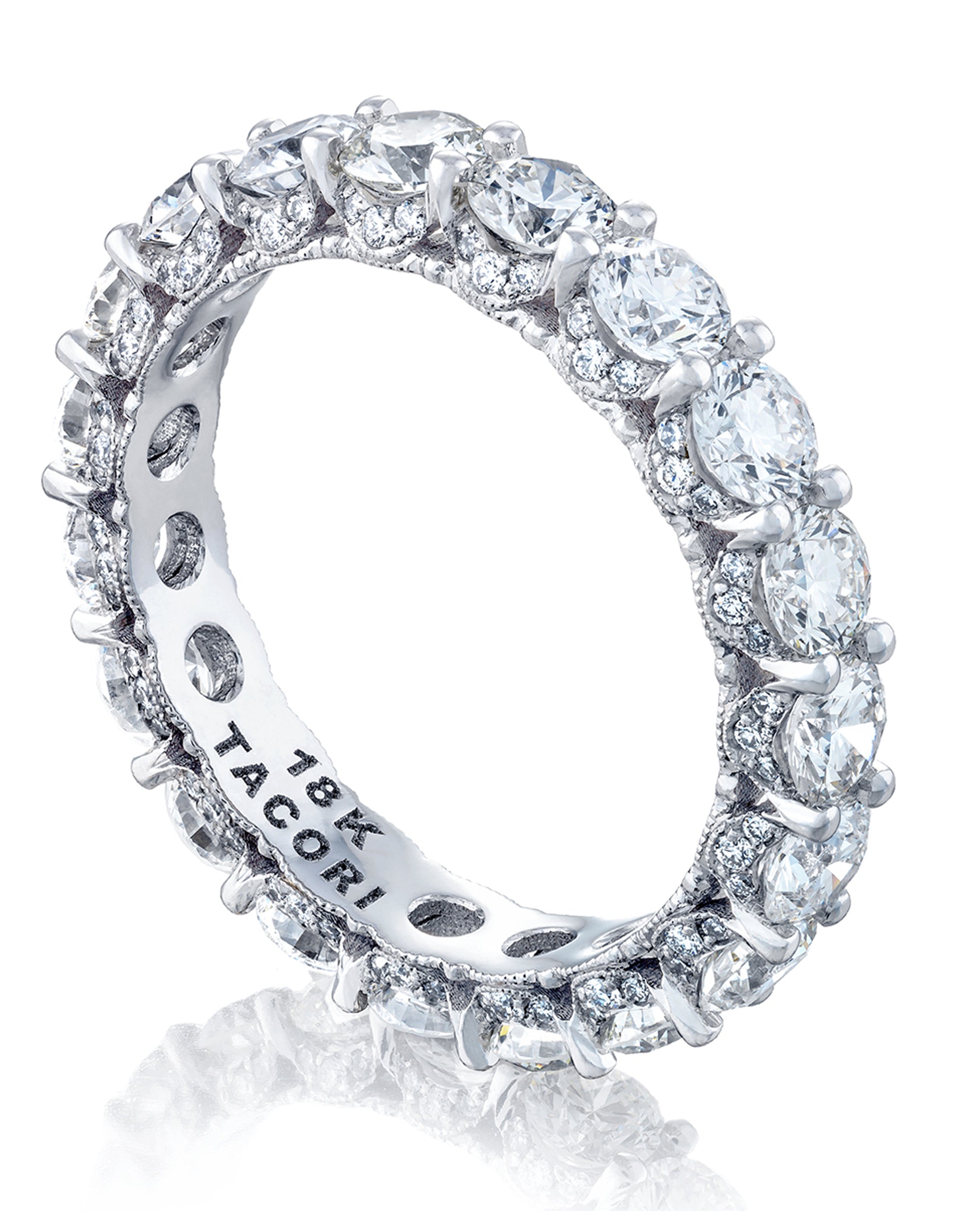 Tacori HT2632 18k White Gold Eternity Ring with Round Diamonds 3.20 Carats G/VS