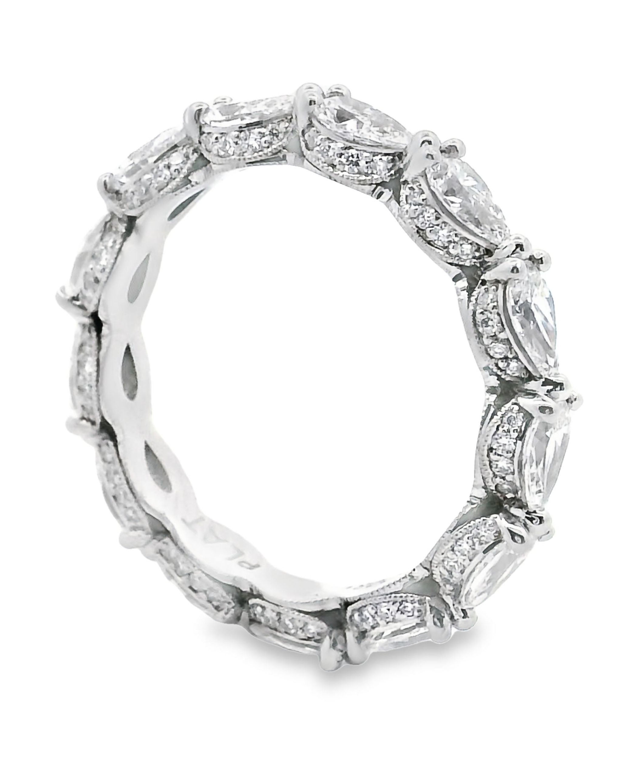 Tacori HT2642 Platinum Pear Shaped Diamond Eternity Band 2.22 Carats, Size 6.5