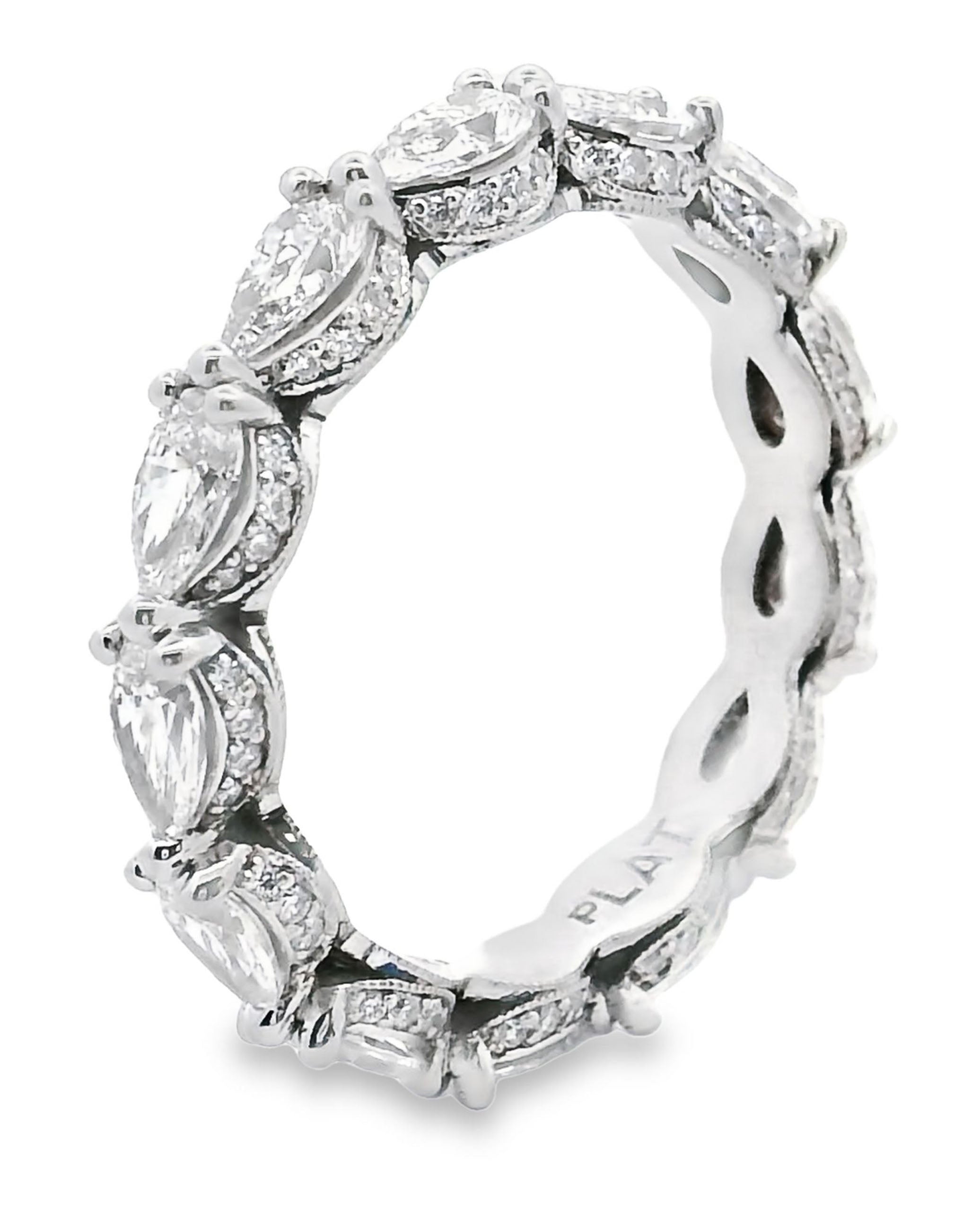 Tacori HT2642 Platinum Pear Shaped Diamond Eternity Band 2.22 Carats, Size 6.5