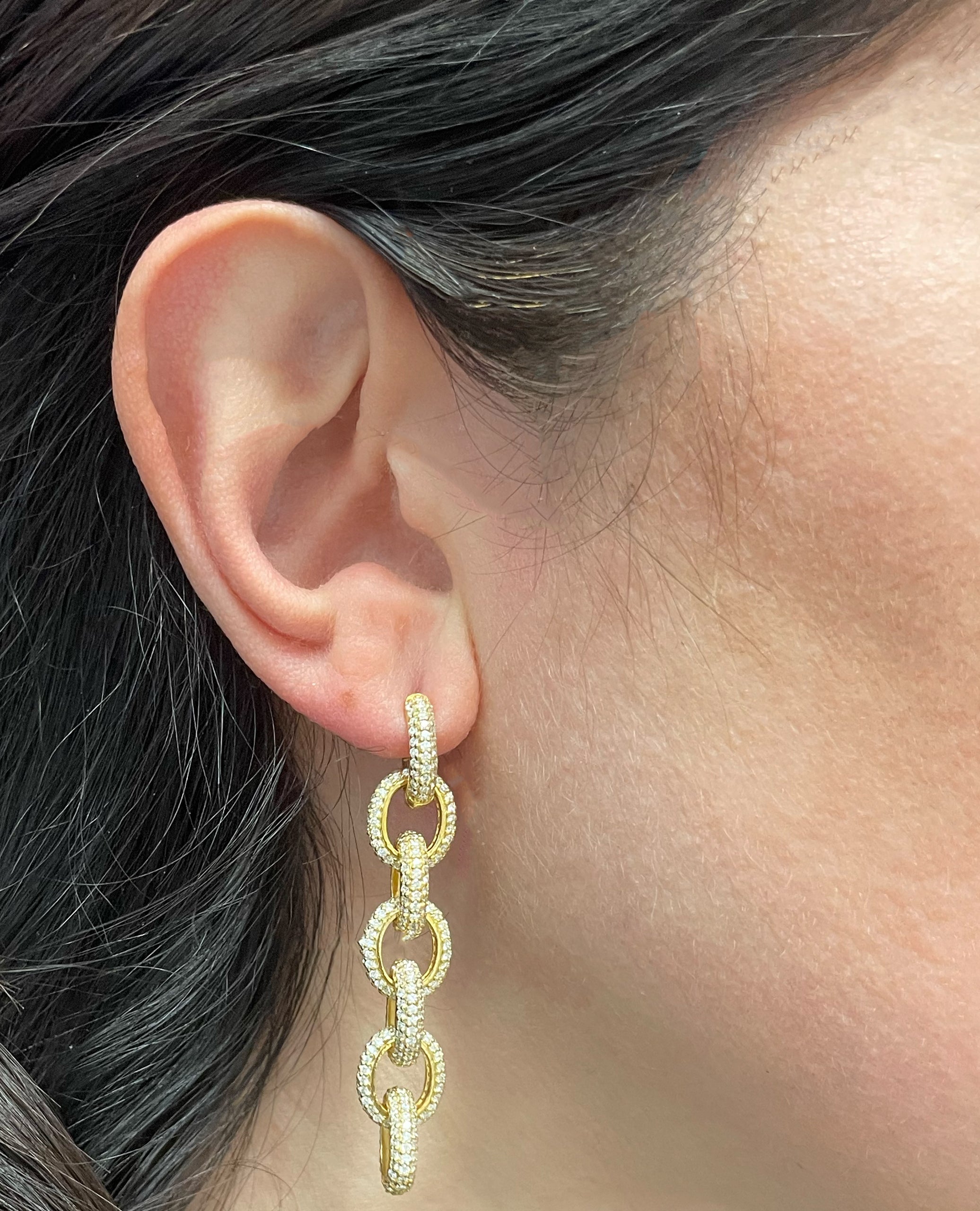14K Yellow Gold Diamond Dangle Earrings