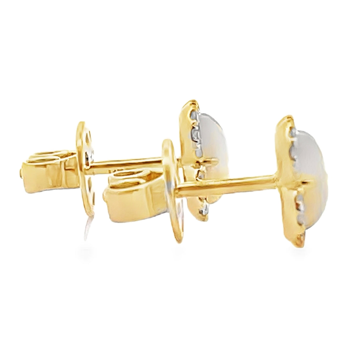14K Yellow Gold Four Leaf 9.2mm Mother Of Pearl Stud Earrings
