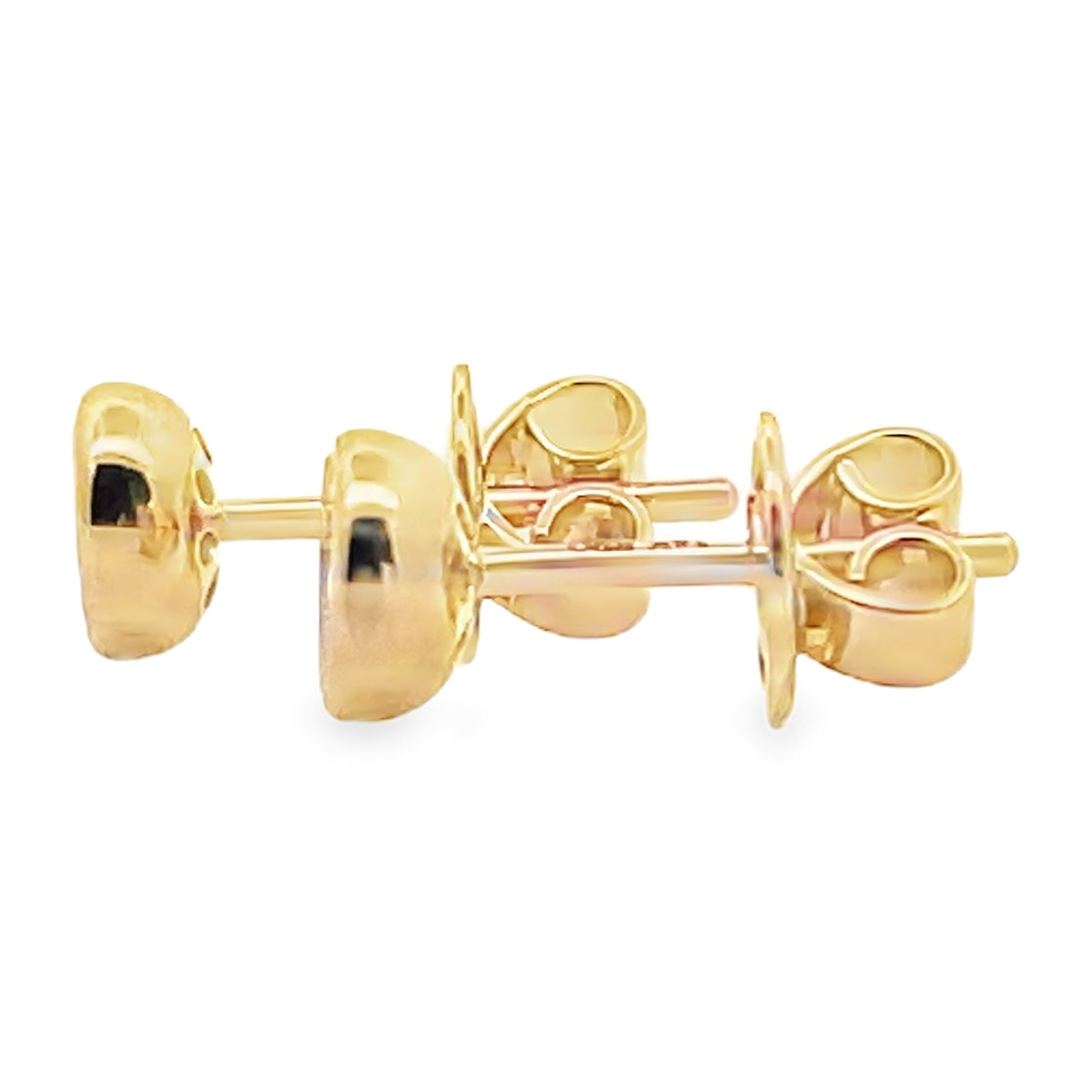 14K Yellow Gold Small Round 0.22 Carat Diamond Bezel Stud Earrings