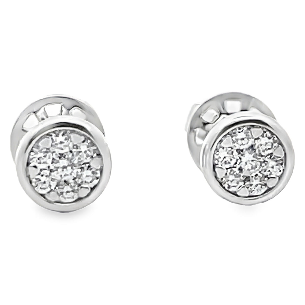 14K White Gold Small Round 0.22 Carat Diamond Bezel Stud Earrings