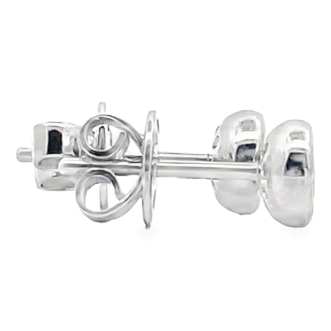 14K White Gold Small Round 0.22 Carat Diamond Bezel Stud Earrings