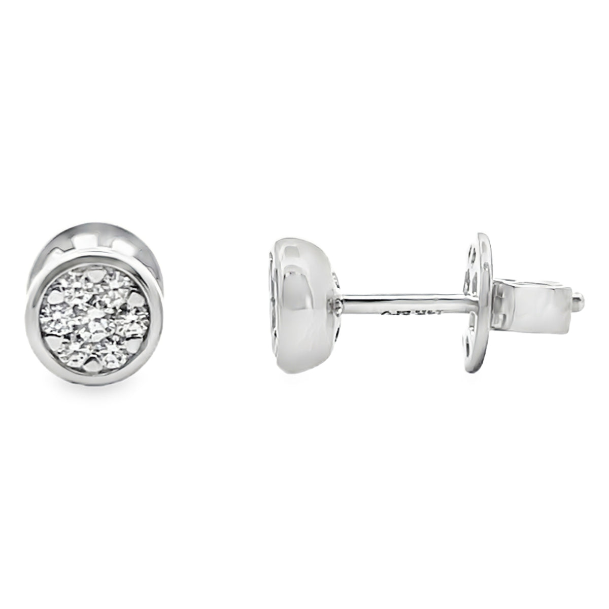 14K White Gold Small Round 0.22 Carat Diamond Bezel Stud Earrings