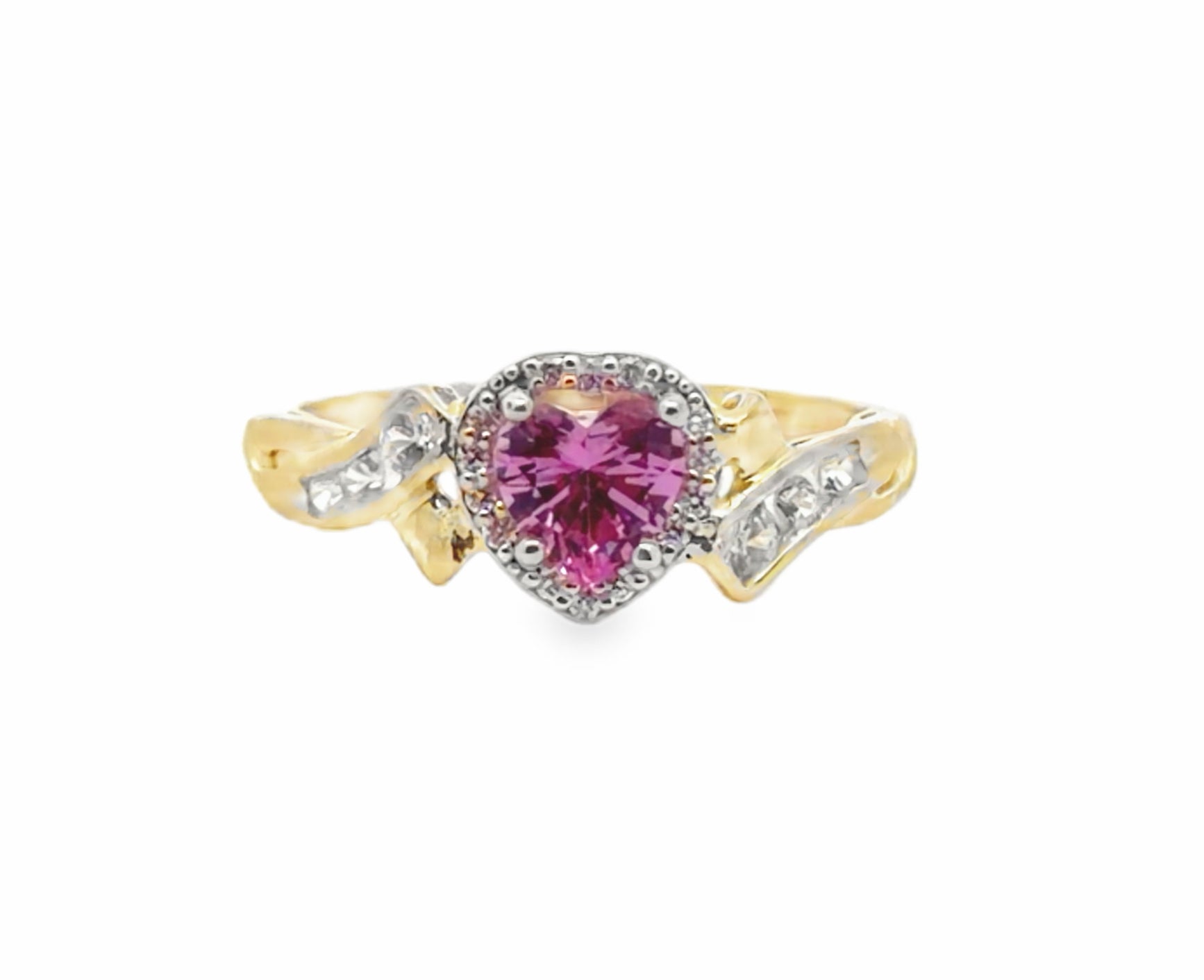 Repair Ring: 14k Halo Basket and Heart Shaped Imitation Pink Tourmaline