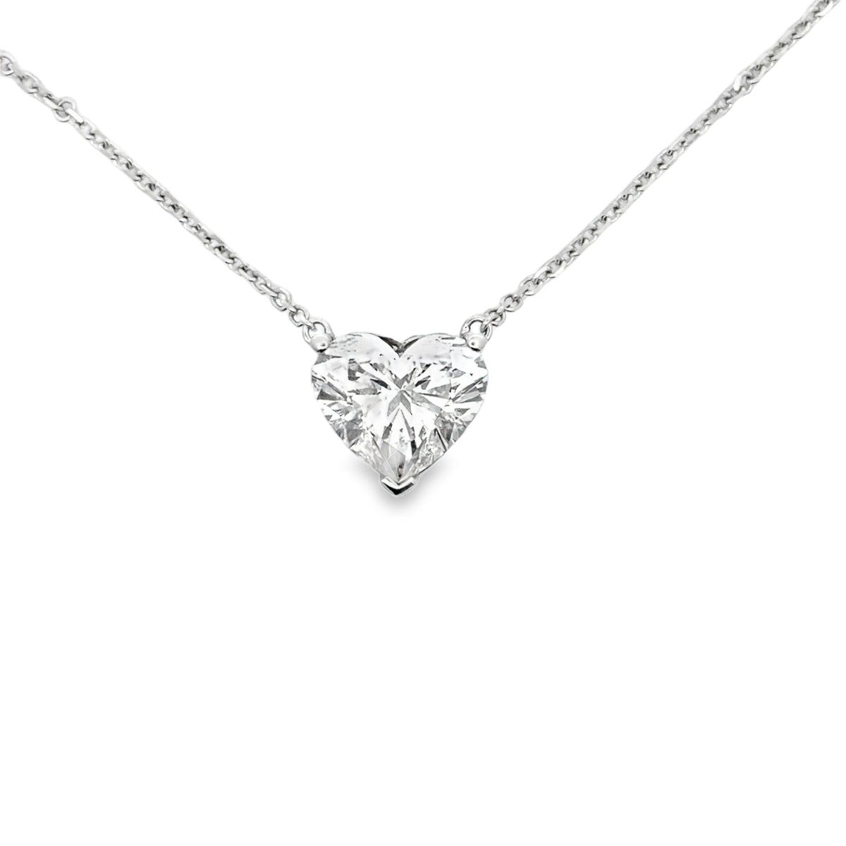 Custom 14K white gold pendant with customers lab grown heart shaped diamond. Attach customer’s chain.