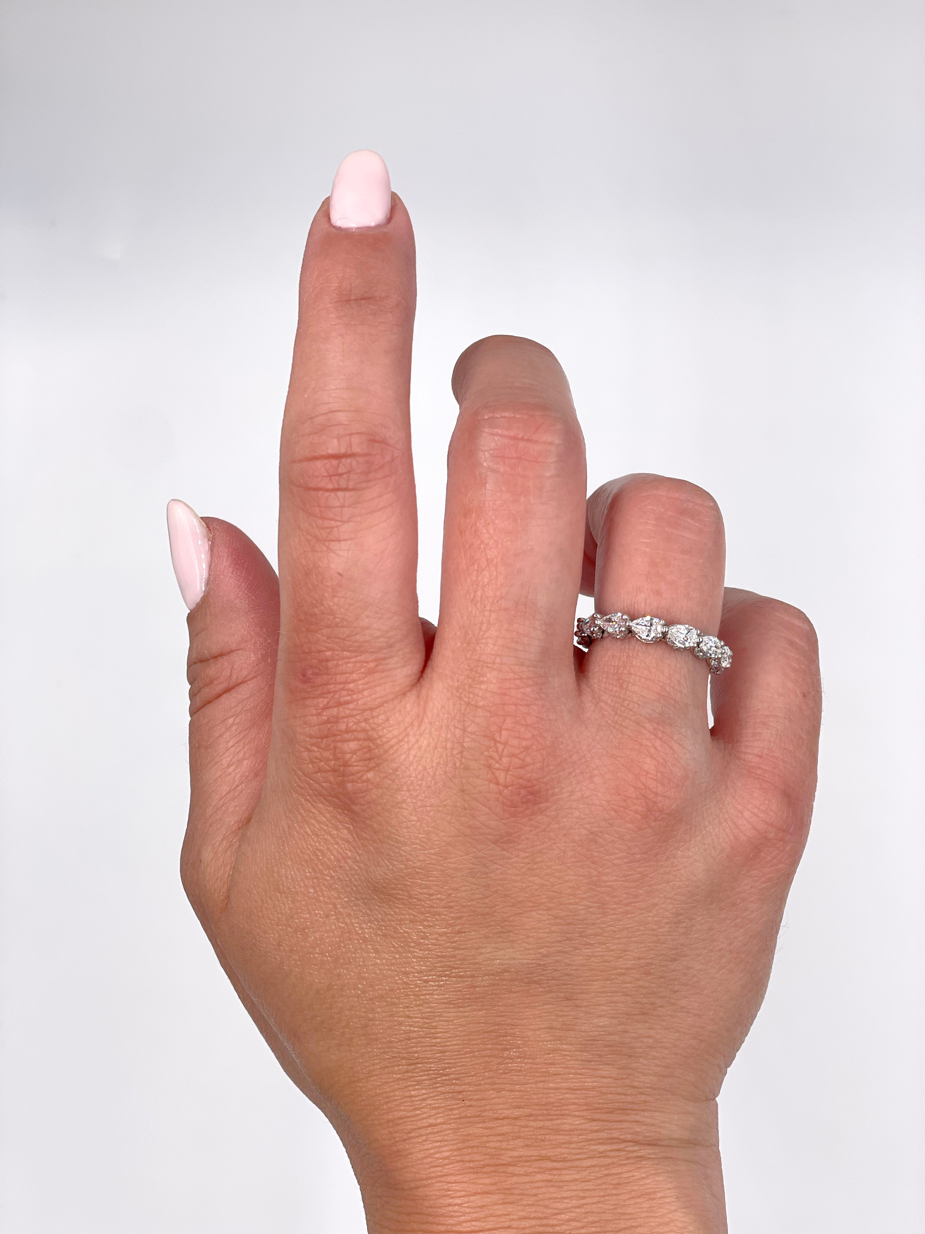 Tacori HT2642 Platinum Pear Shaped Diamond Eternity Band 2.22 Carats, Size 6.5