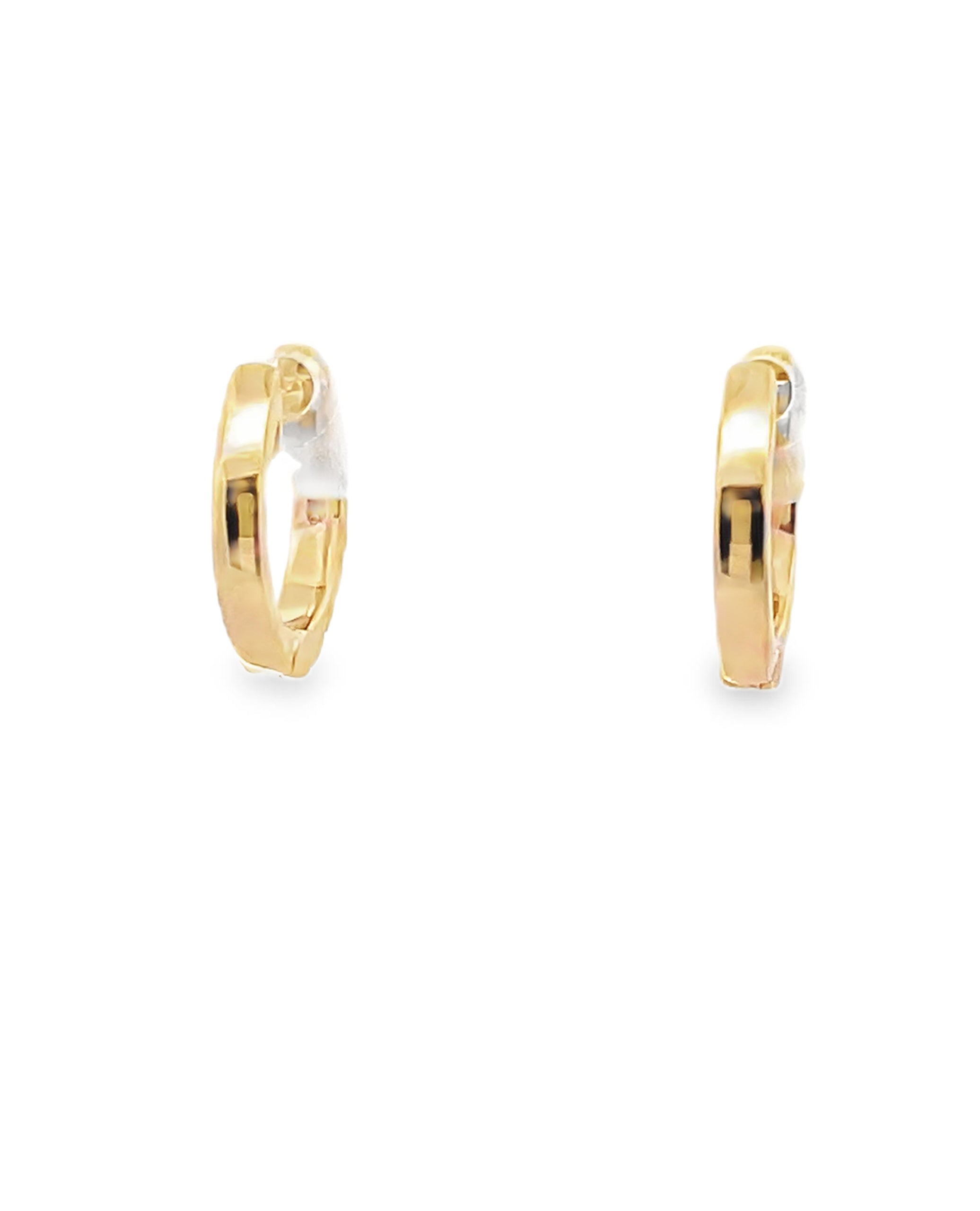 14K Yellow Gold Huggie Hoop Diamond Earrings