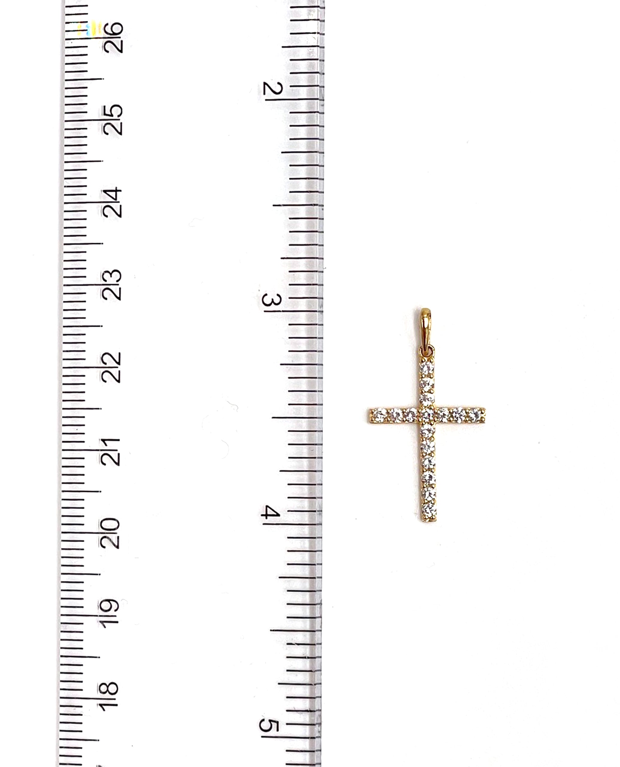 14K Yellow Gold Cross with CZ