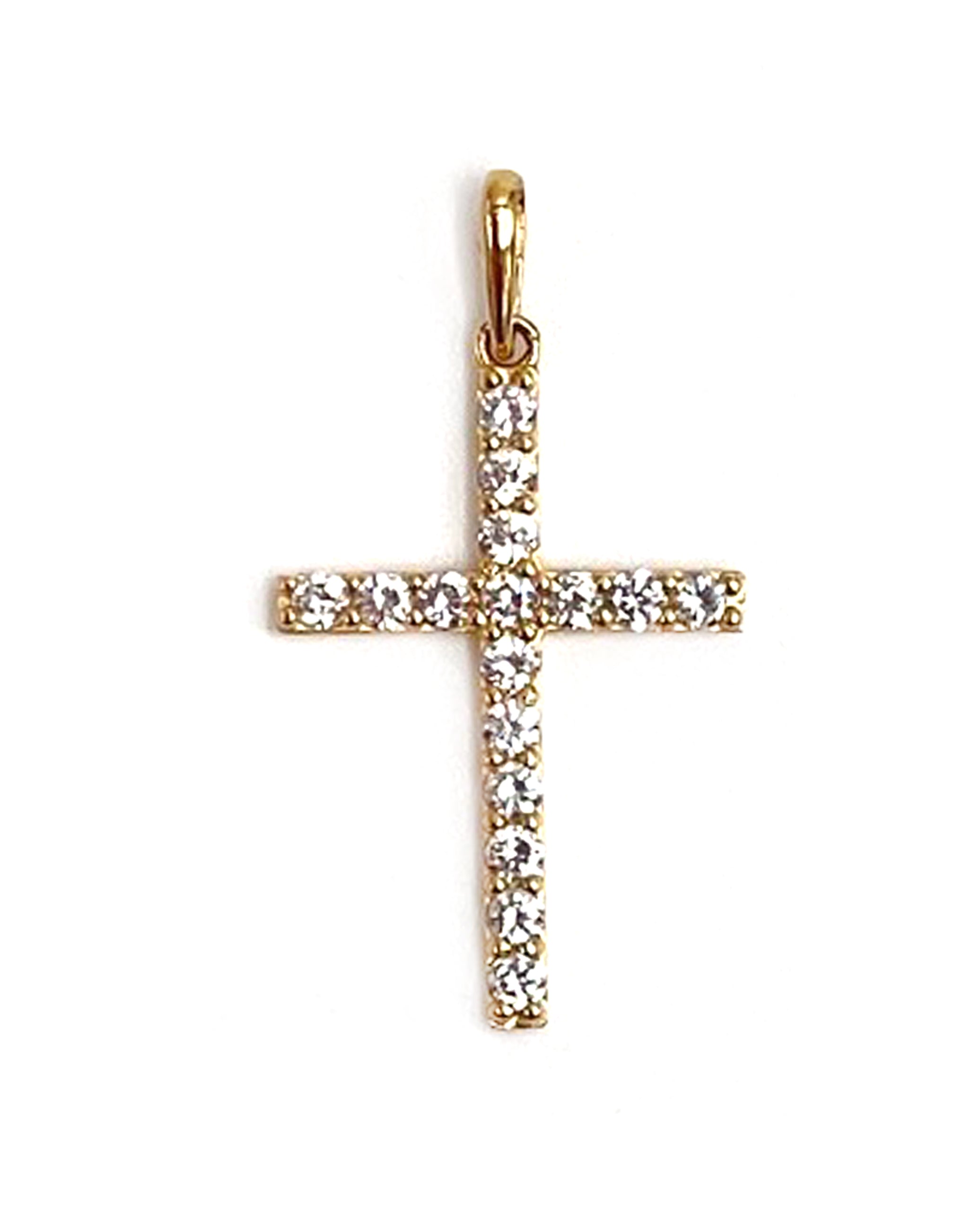 14K Yellow Gold Cross with CZ