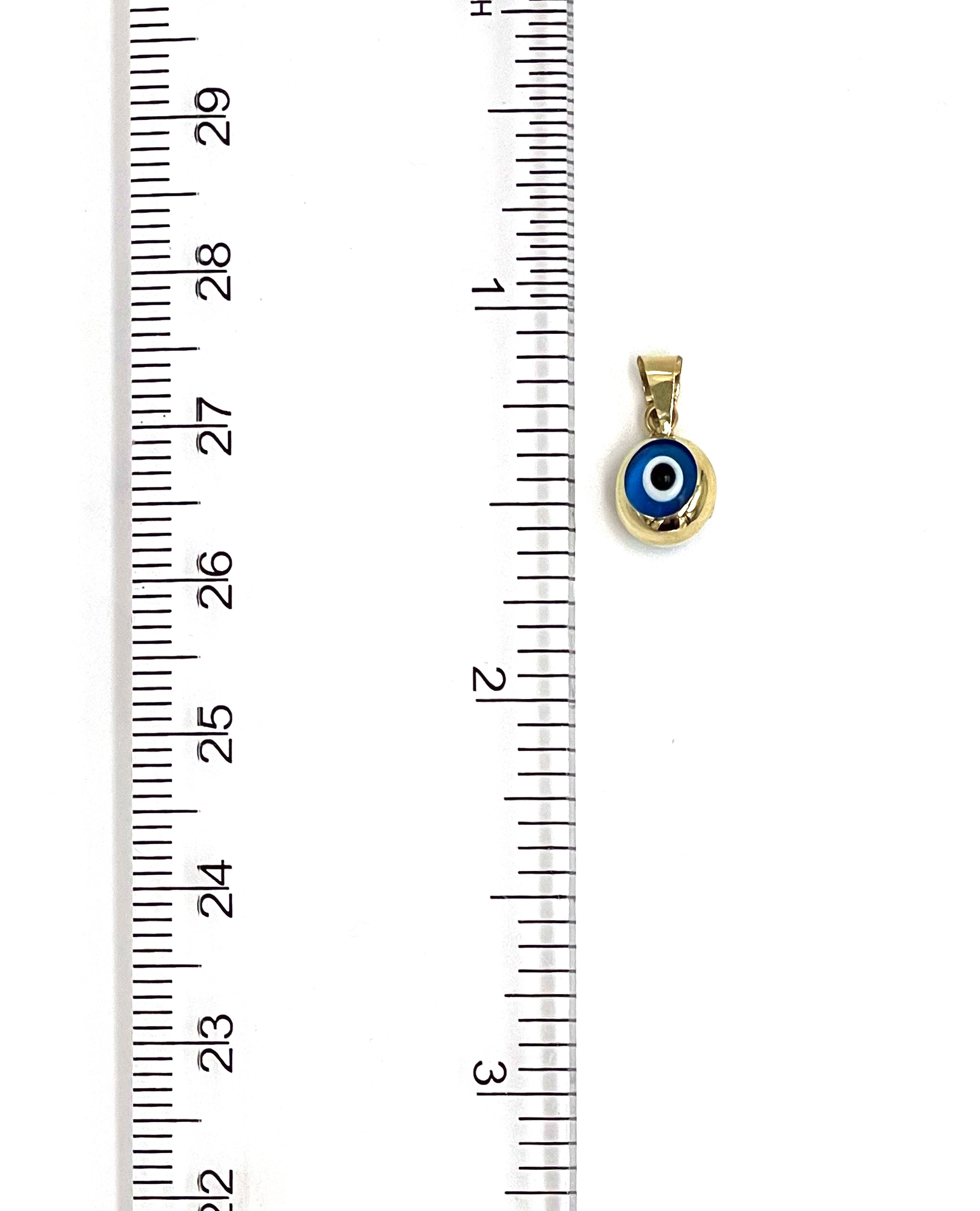 14K Yellow Gold Blue Evil Eye Pendant, Small