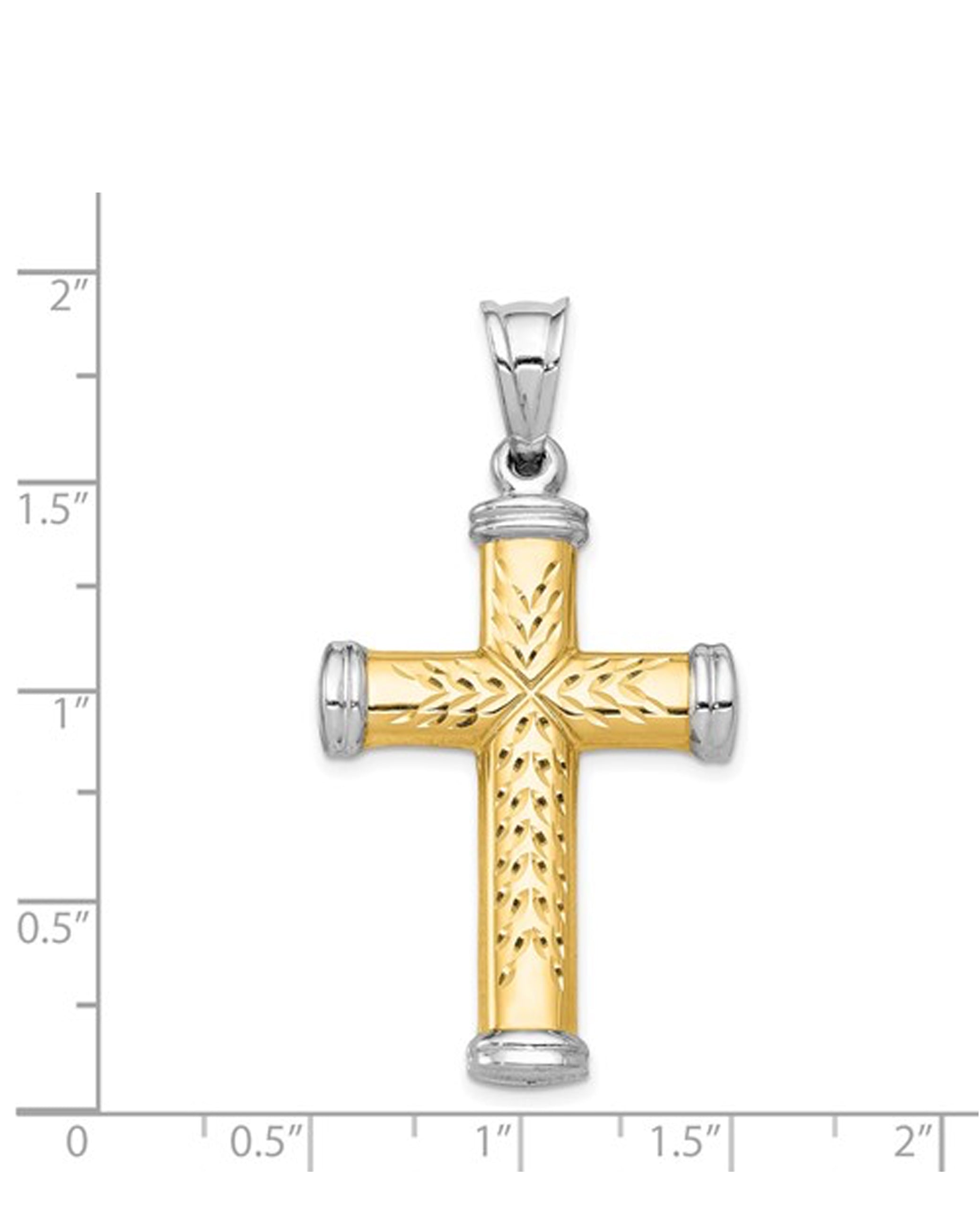 14K Two Tone Gold Reversible Cross