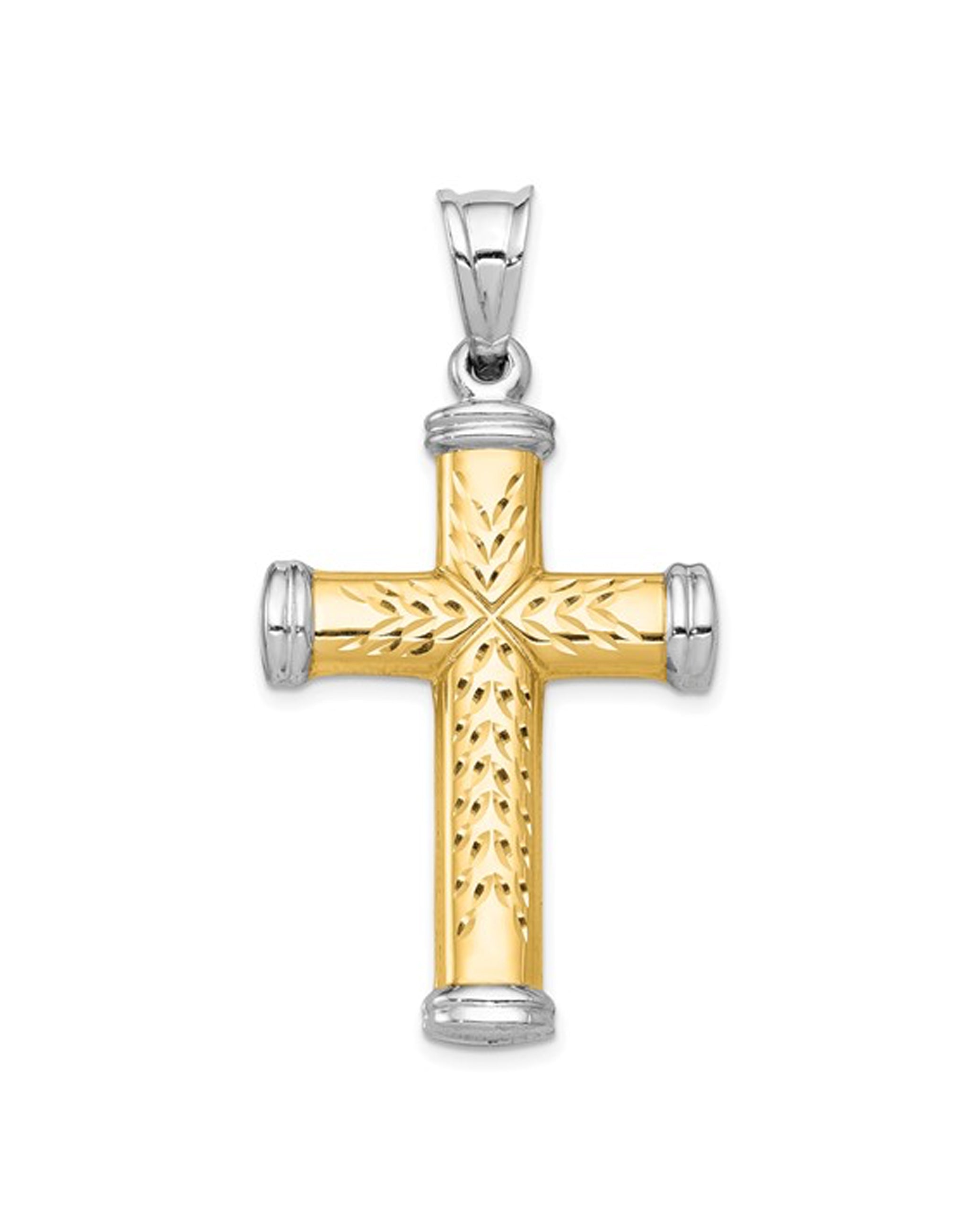 14K Two Tone Gold Reversible Cross