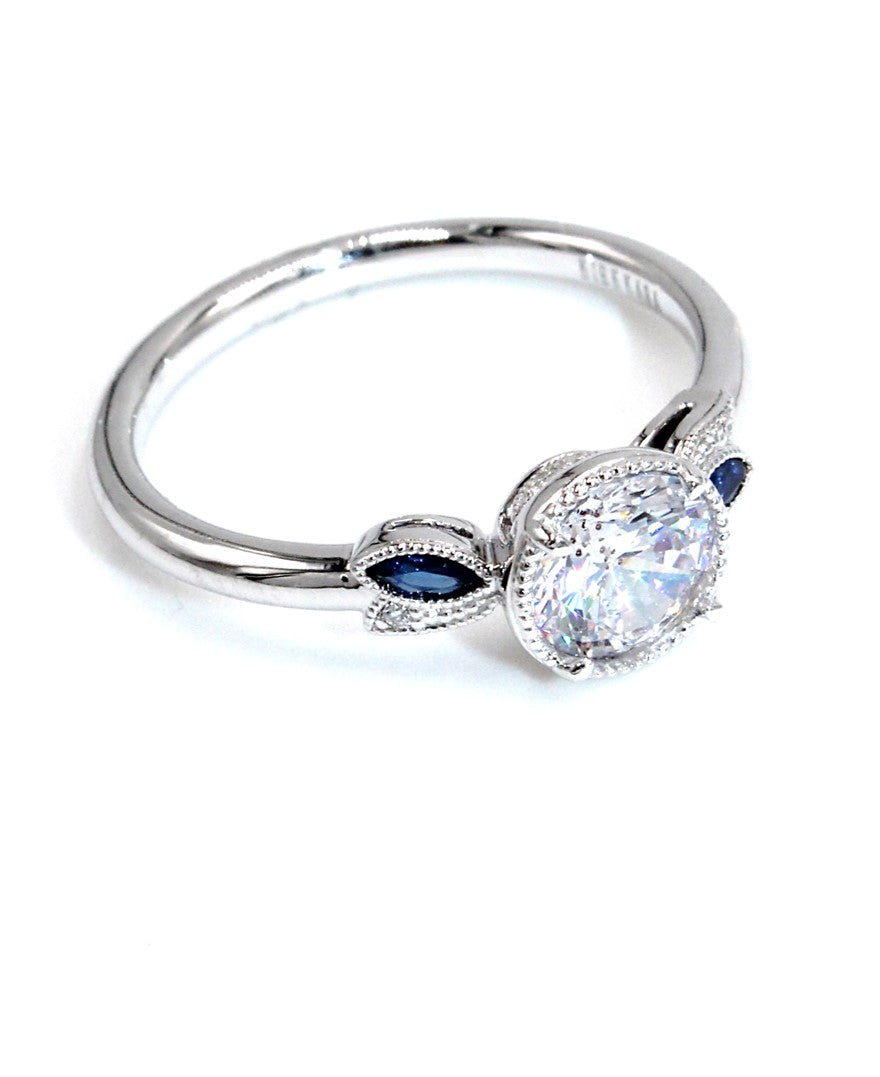 Kirk Kara K410BDR6 Dahlia Marquise Blue Sapphire and Diamond Ring