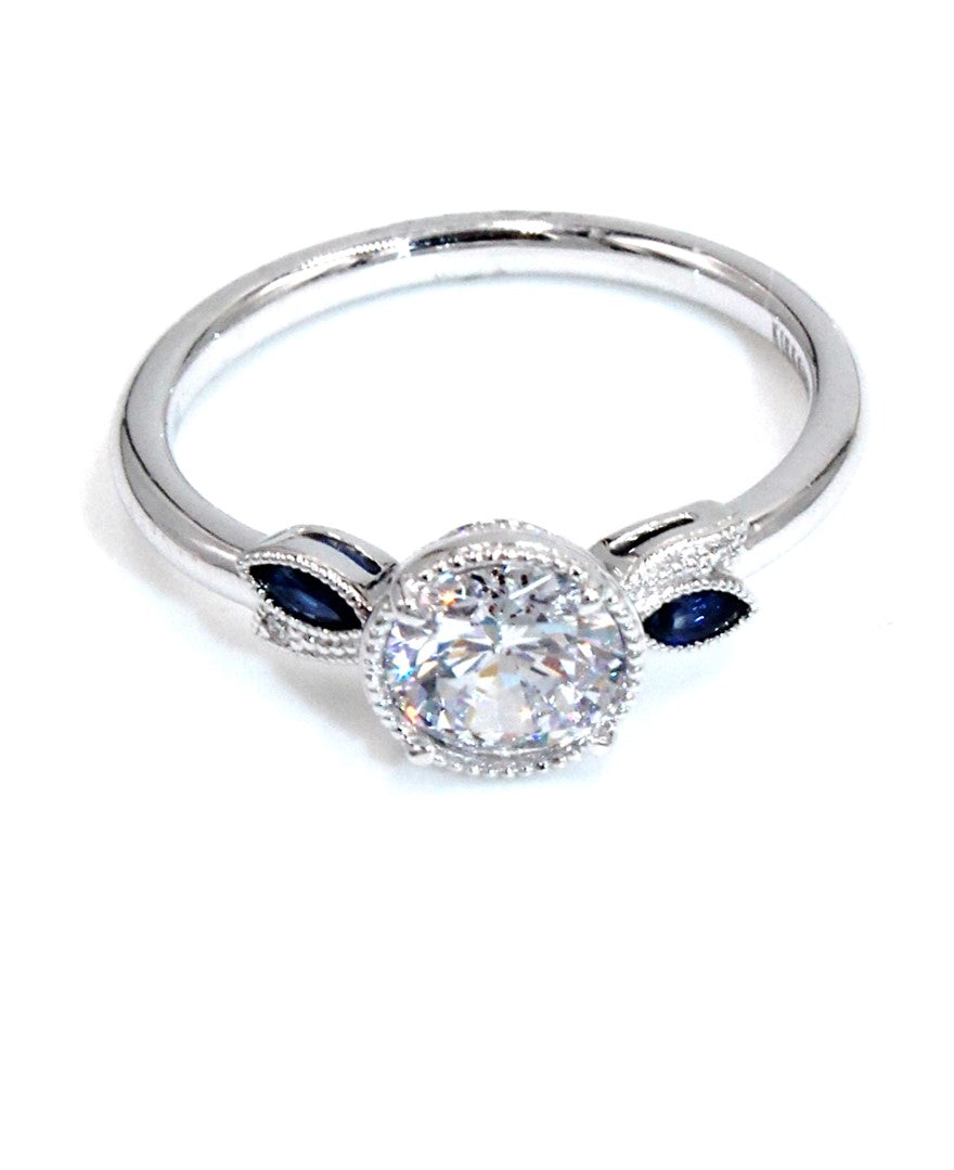 Kirk Kara K410BDR6 Dahlia Marquise Blue Sapphire and Diamond Ring