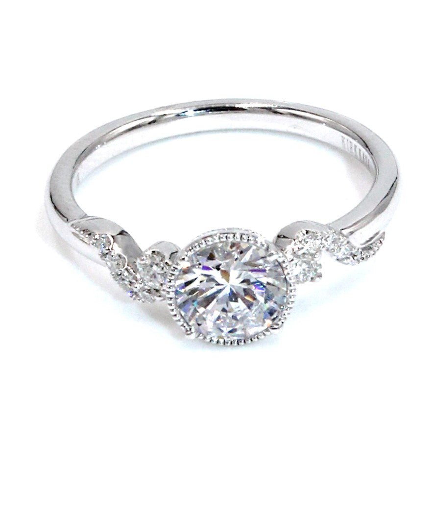 Kirk Kara K411R6 Angelique Engagement Ring in 14K White Gold and Diamonds 0.12 Carats