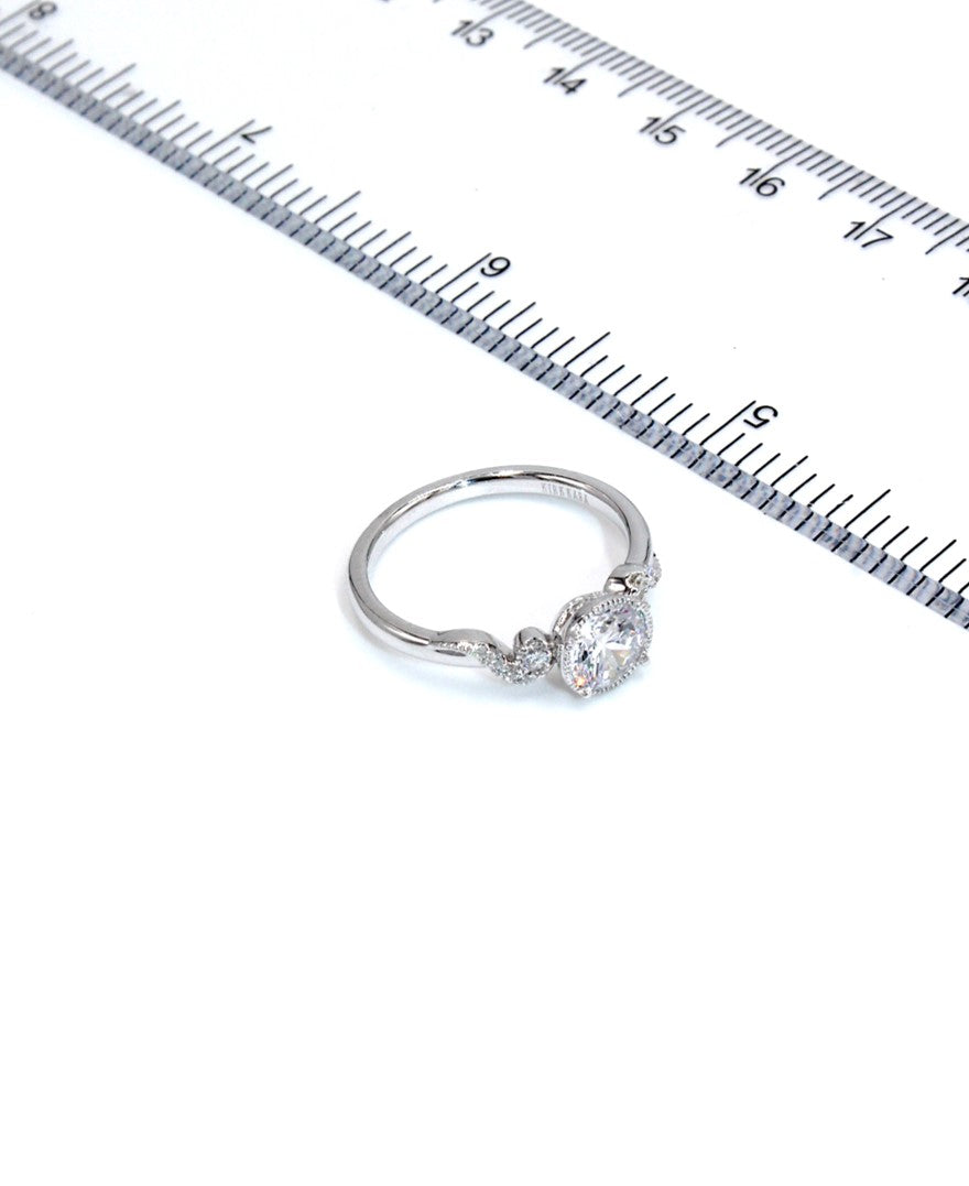 Kirk Kara K411R6 Angelique Engagement Ring in 14K White Gold and Diamonds 0.12 Carats