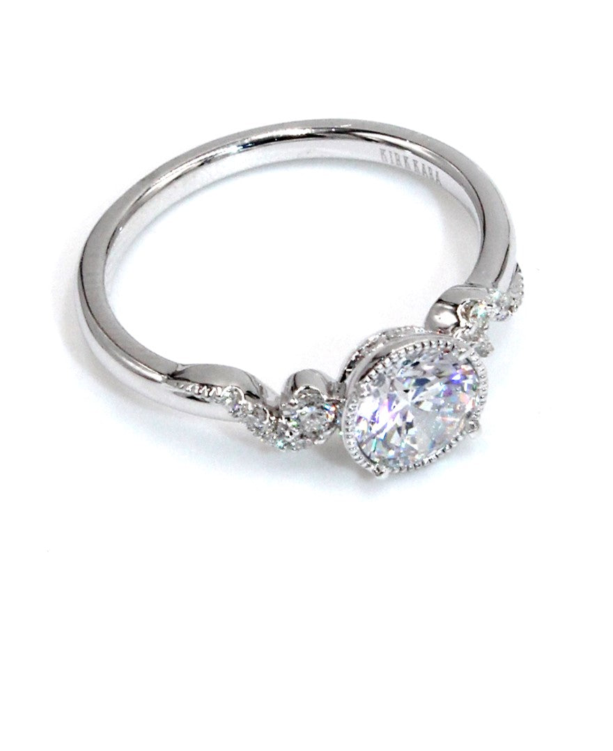 Kirk Kara K411R6 Angelique Engagement Ring in 14K White Gold and Diamonds 0.12 Carats