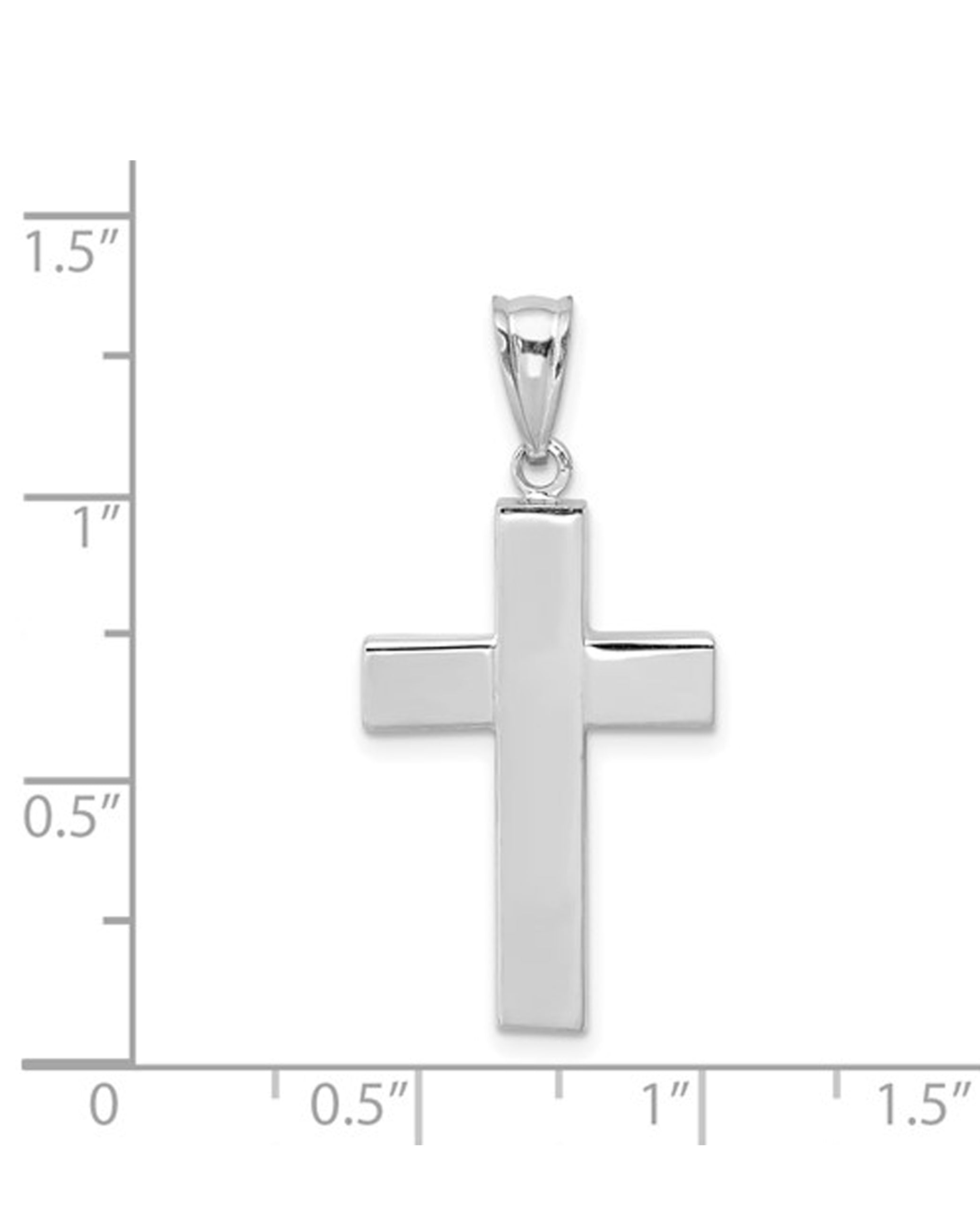 14K White Gold Polished Hollow Cross
