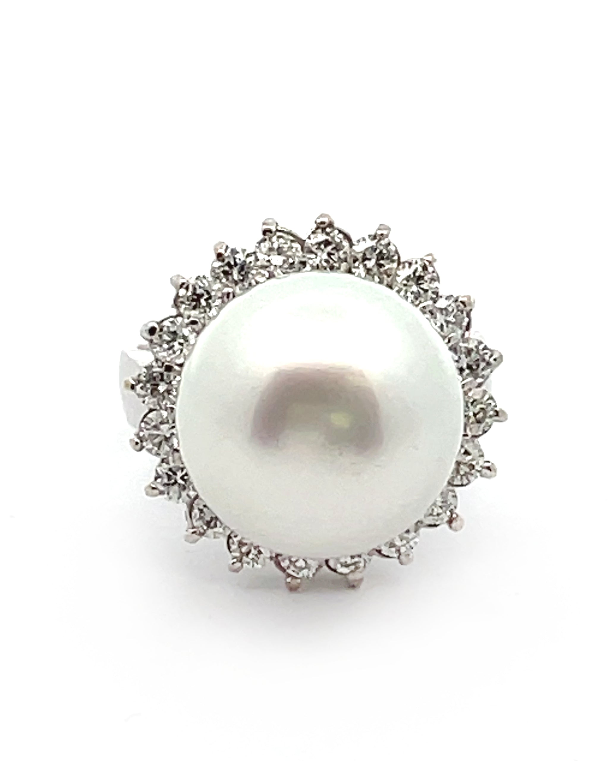Starburst Ring with South Sea Pearl in 14K White Gold