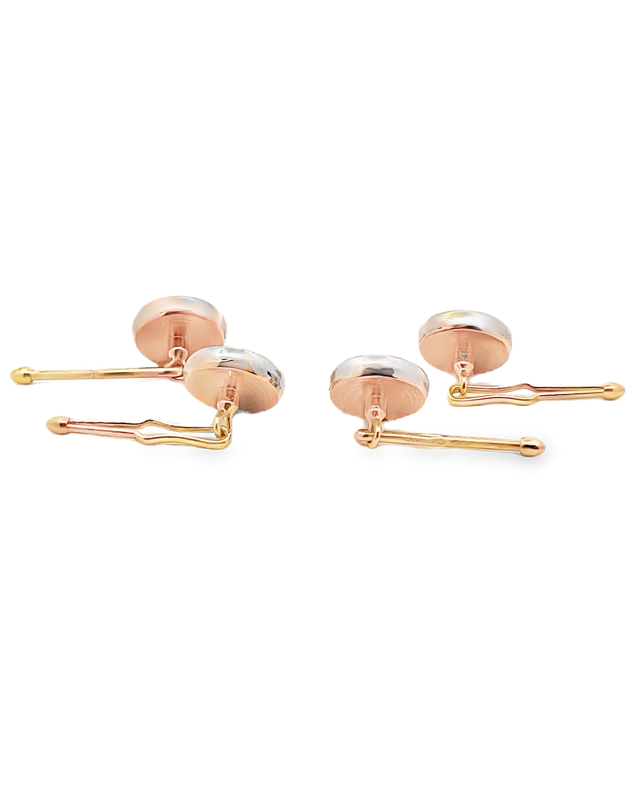 Demeter Goddess of Prosperity Vintage Wedgwood Tuxedo Stud Buttons in New 14K Yellow and White Gold Custom Settings, Black Basalt and White