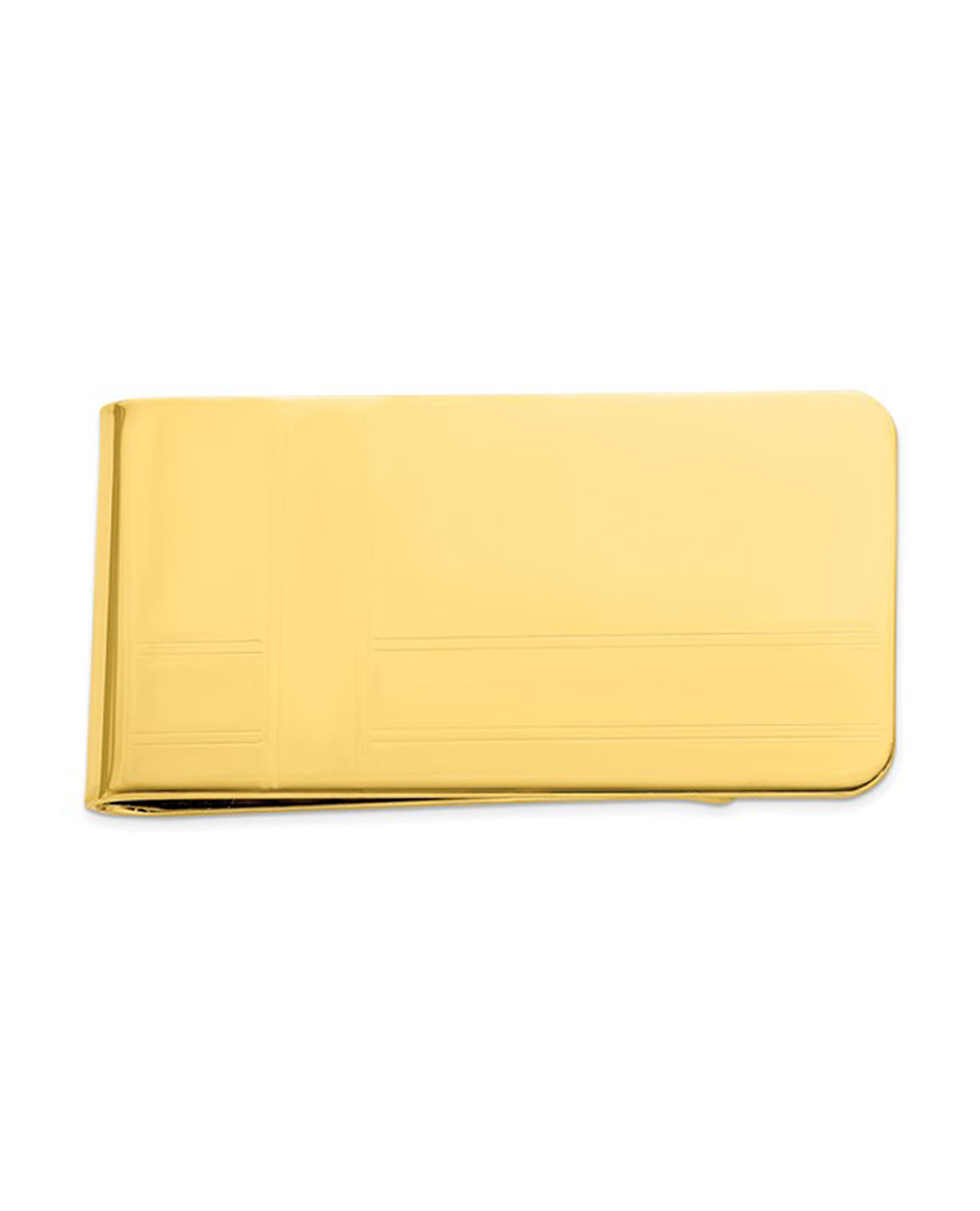 Gold-plated Kelly Waters Criss Cross Pattern Engraveable Money Clip