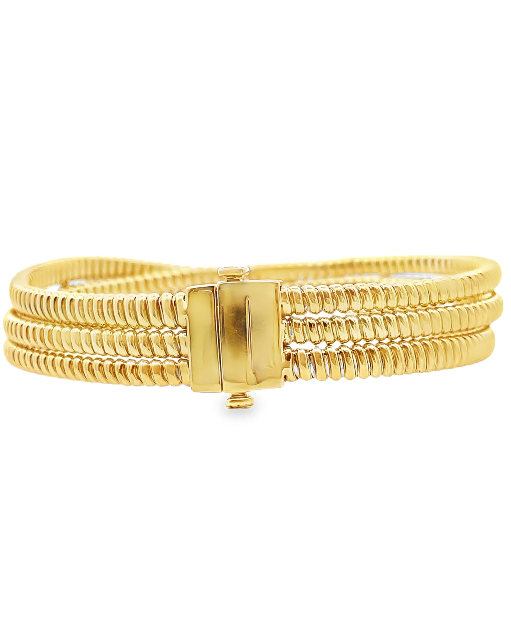 Simon G. LB2527 18K Two Tone Twisted Diamond Bangle Bracelet