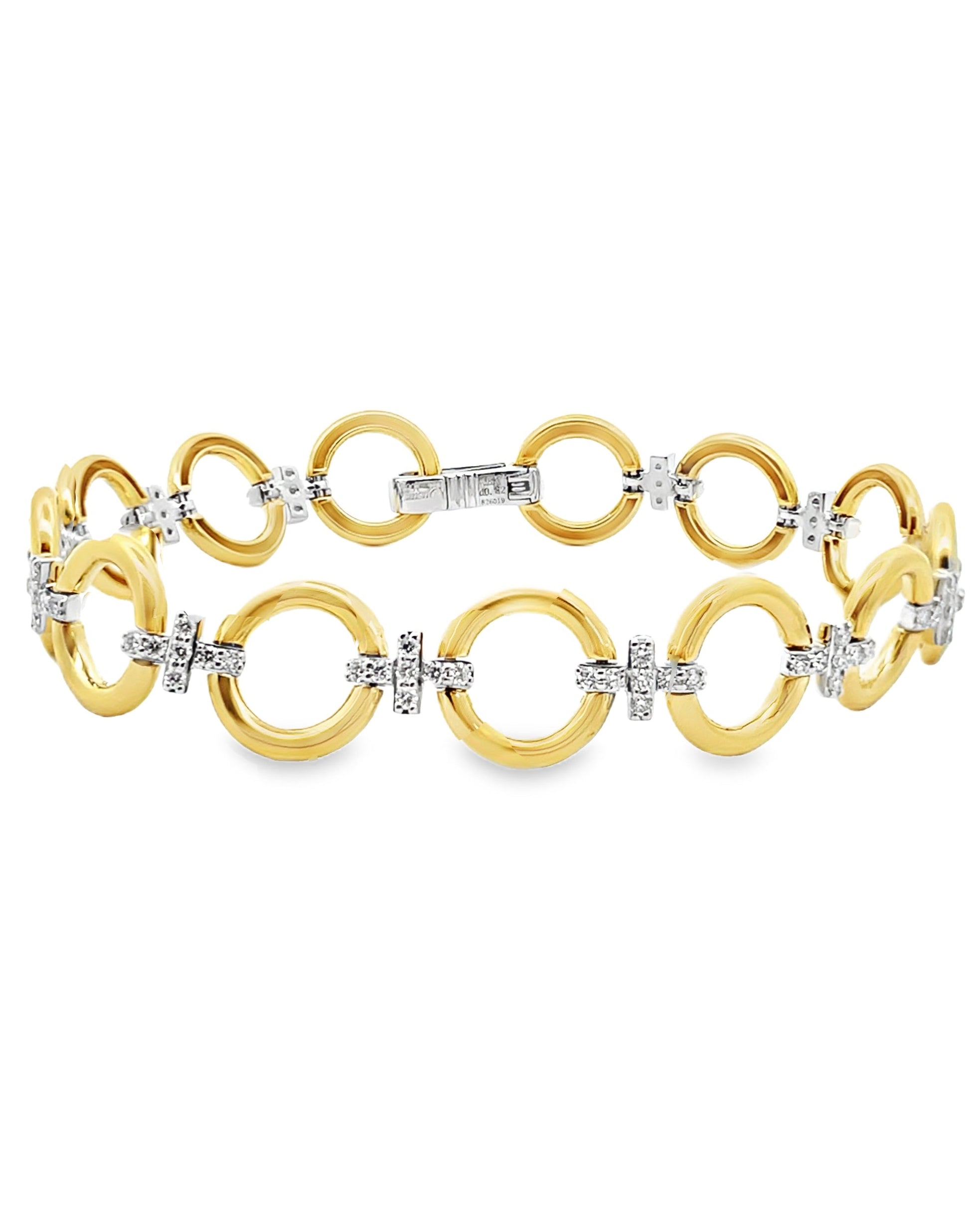 Simon G. LB2600 18K Two Tone Gold Link Bracelet with Diamonds